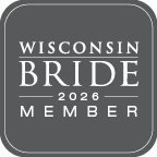 Logo of wisconsin bride best of 2026 with gray  background.