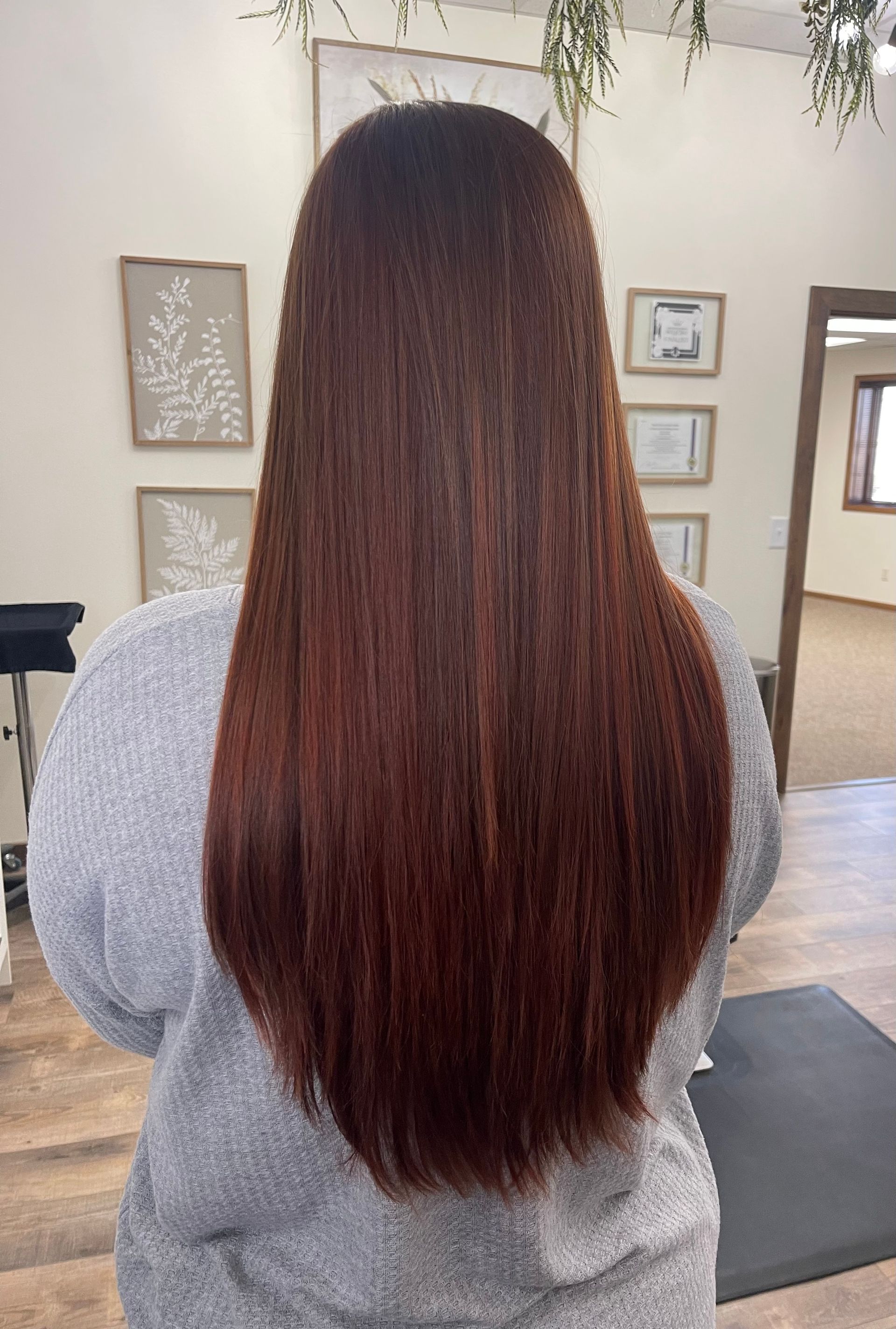 Long straight hairstyle