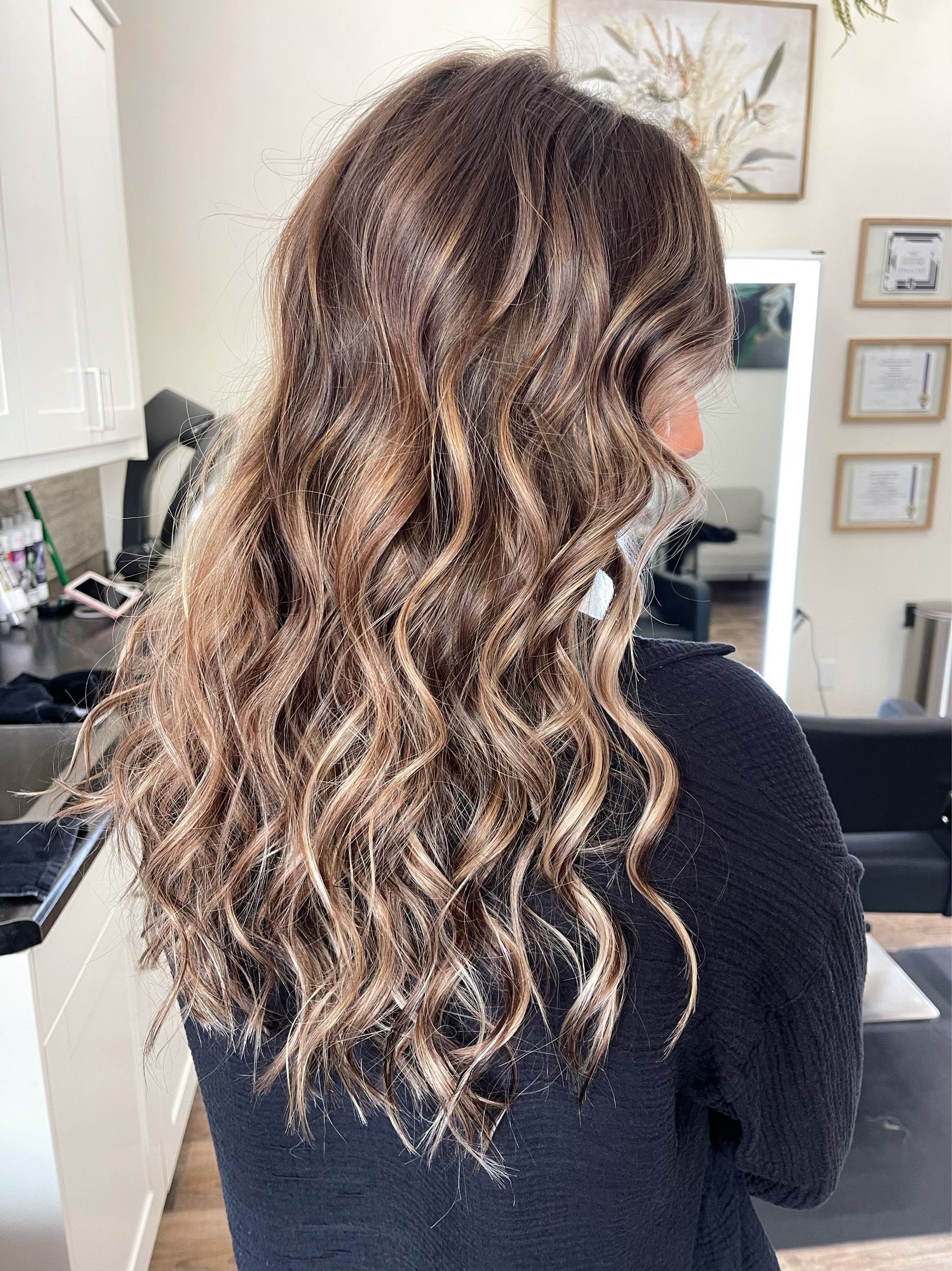 Long curly hairstyle