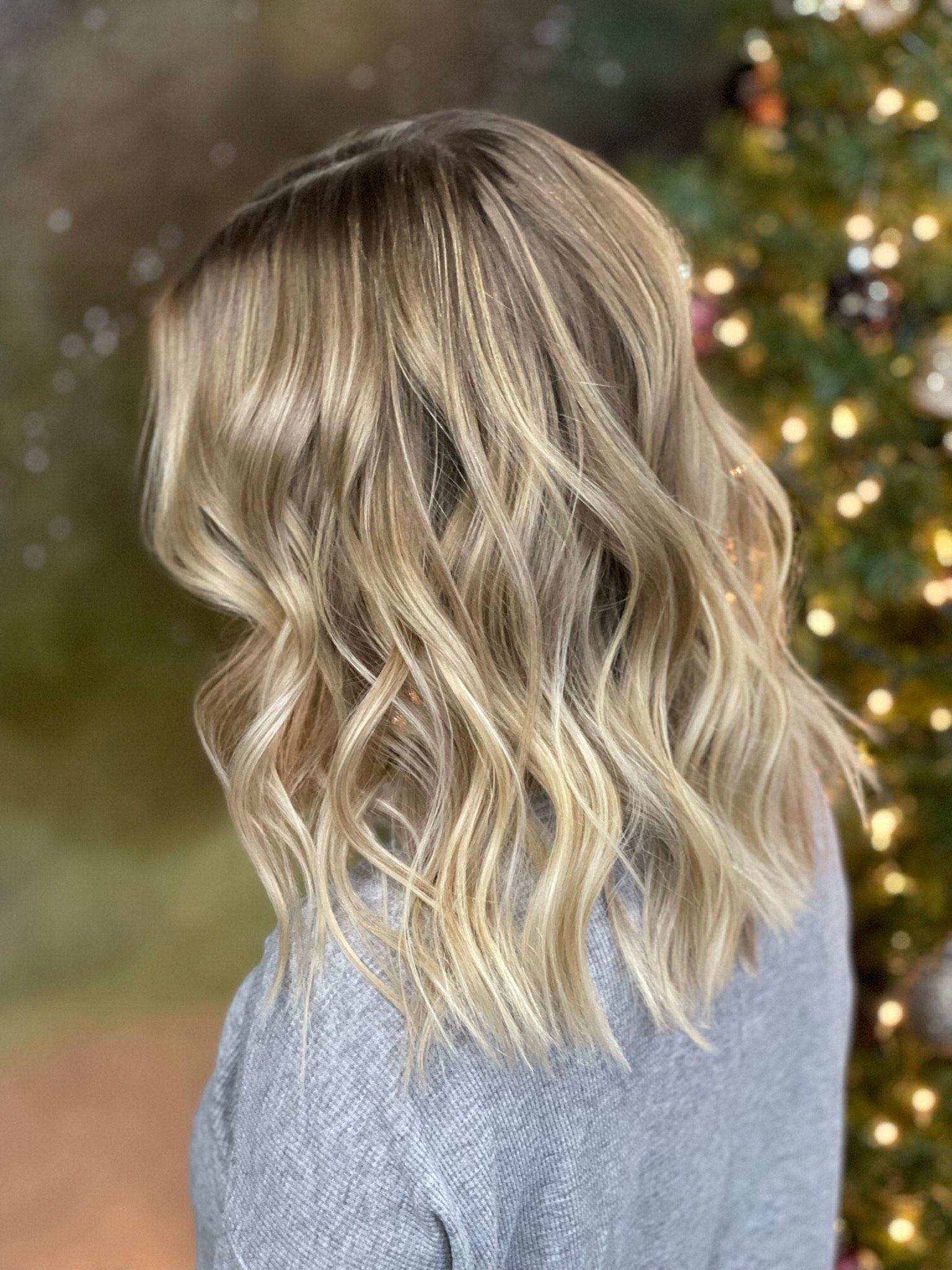 mid length colored wavy hair