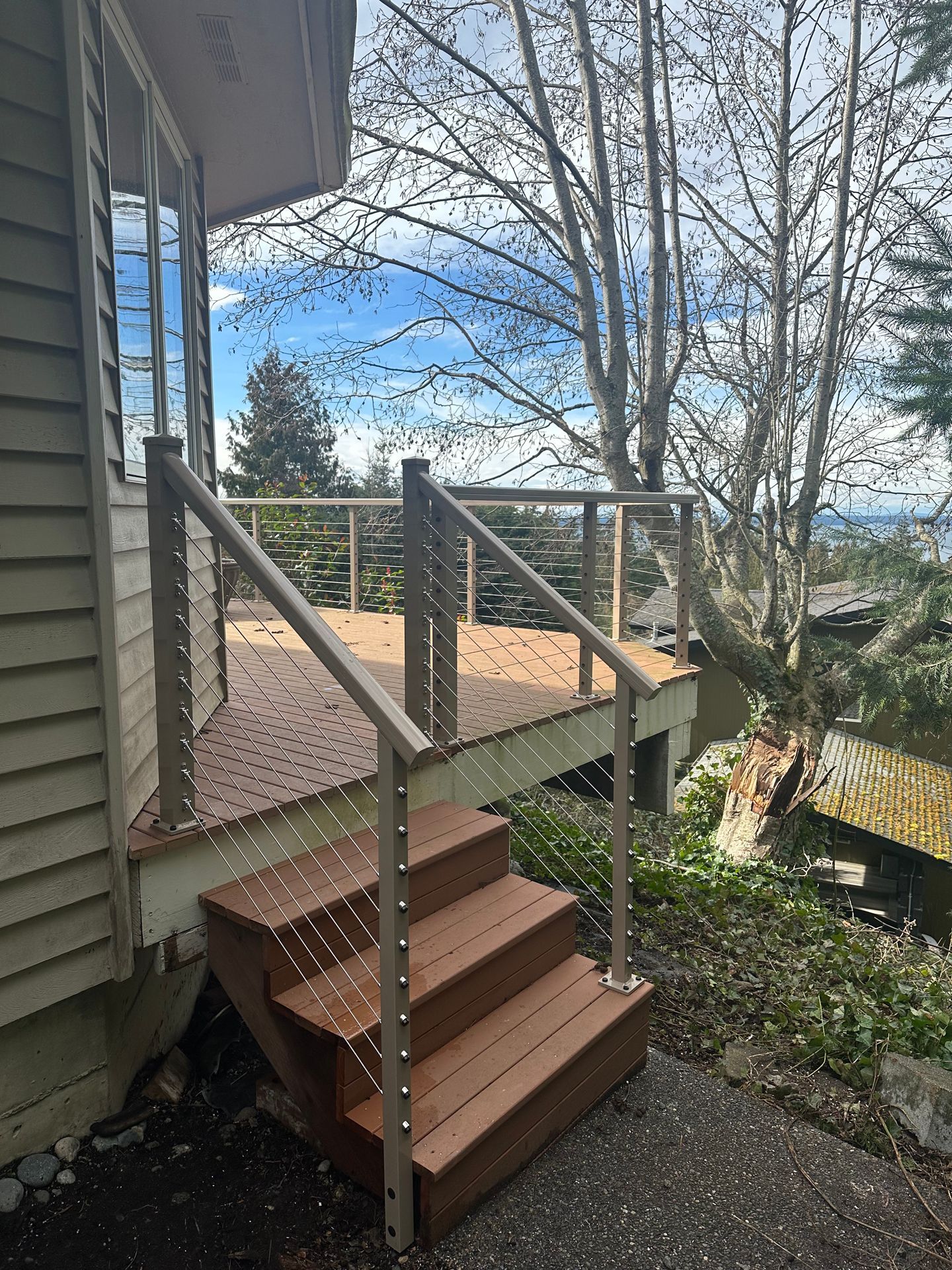 Newly built brown railing