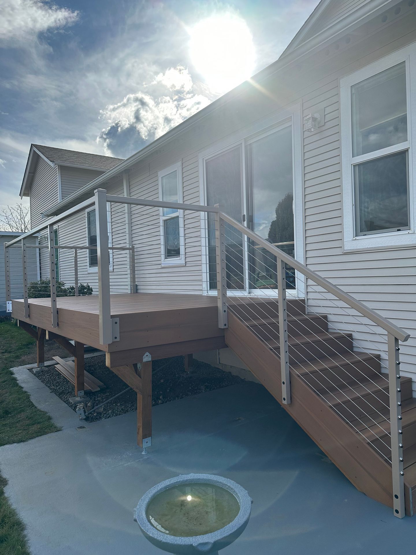 Newly custom-built brown railings