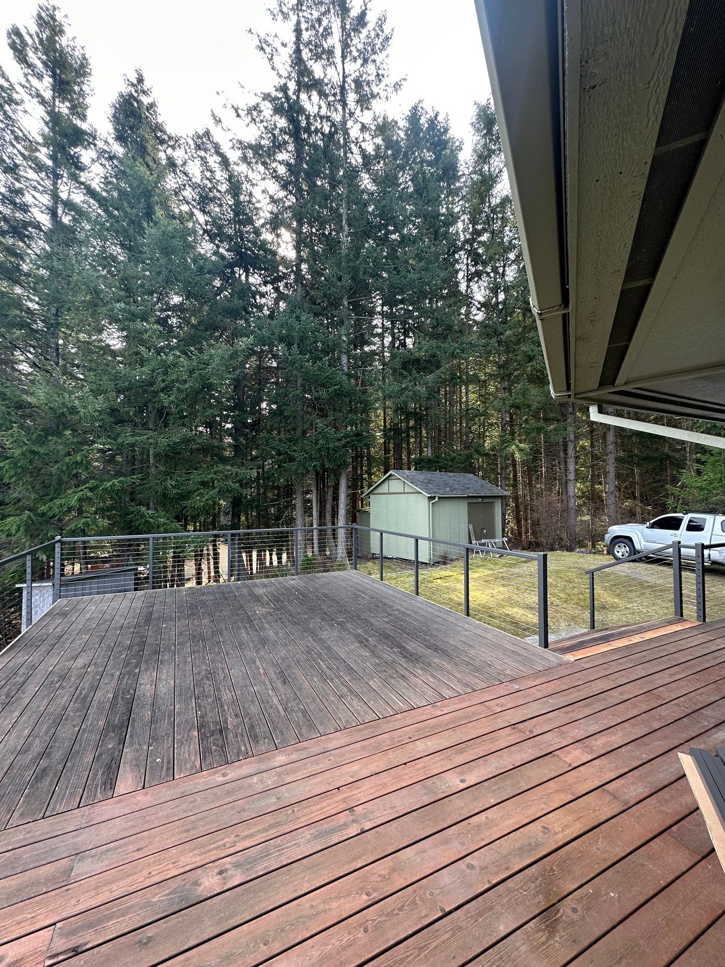 Newly built metal deck & railing gray