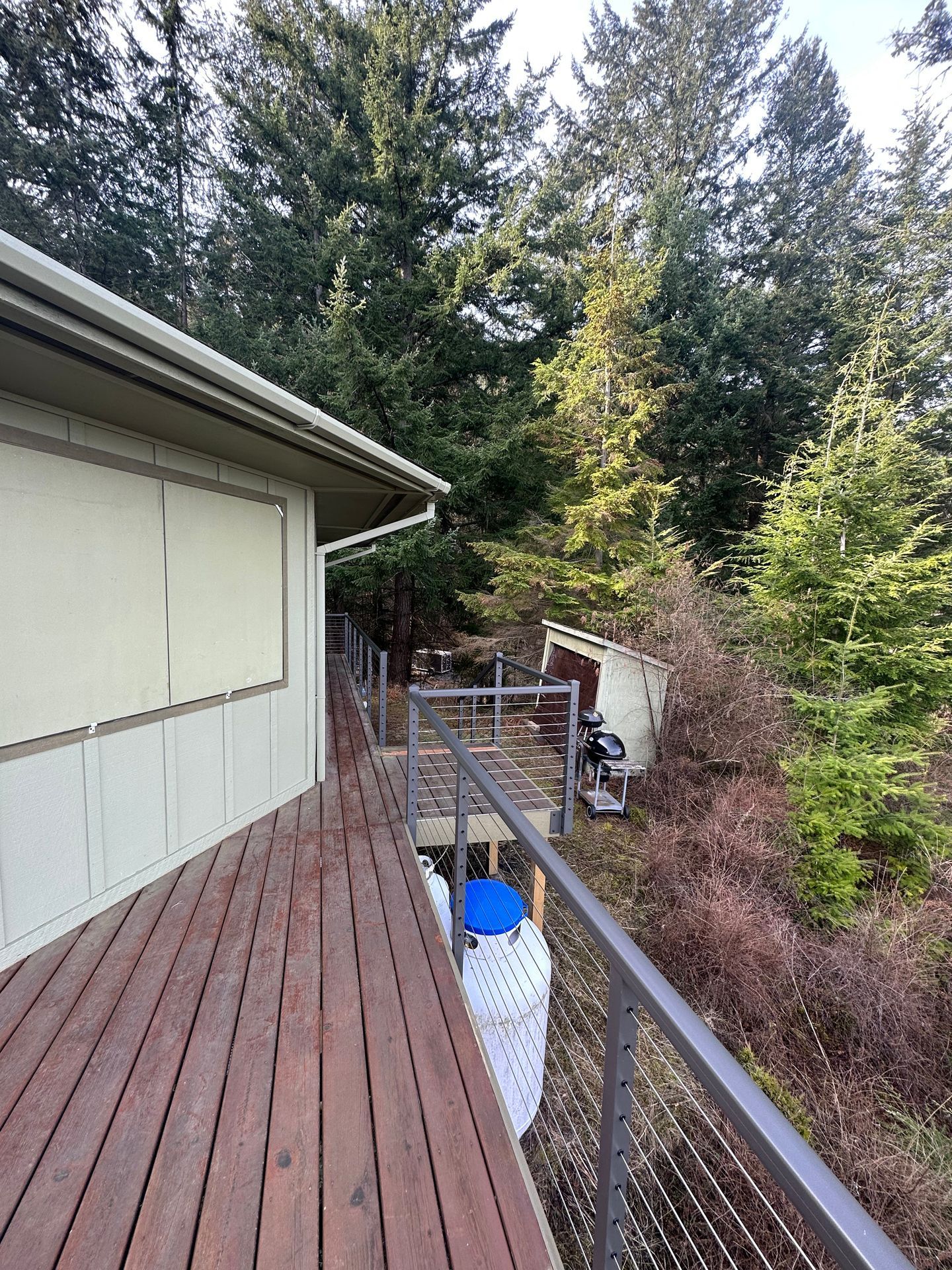 Newly built metal deck & railings gray