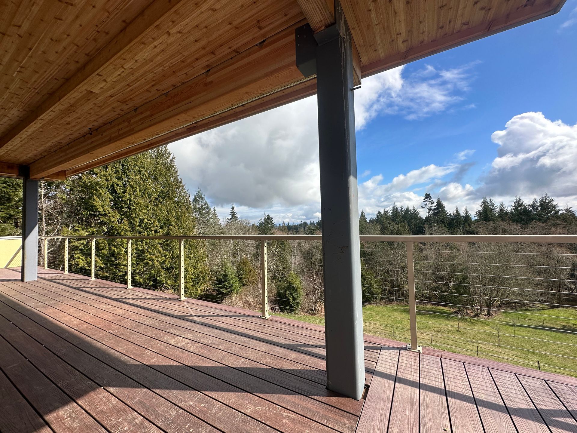 Custom built beige cable railings