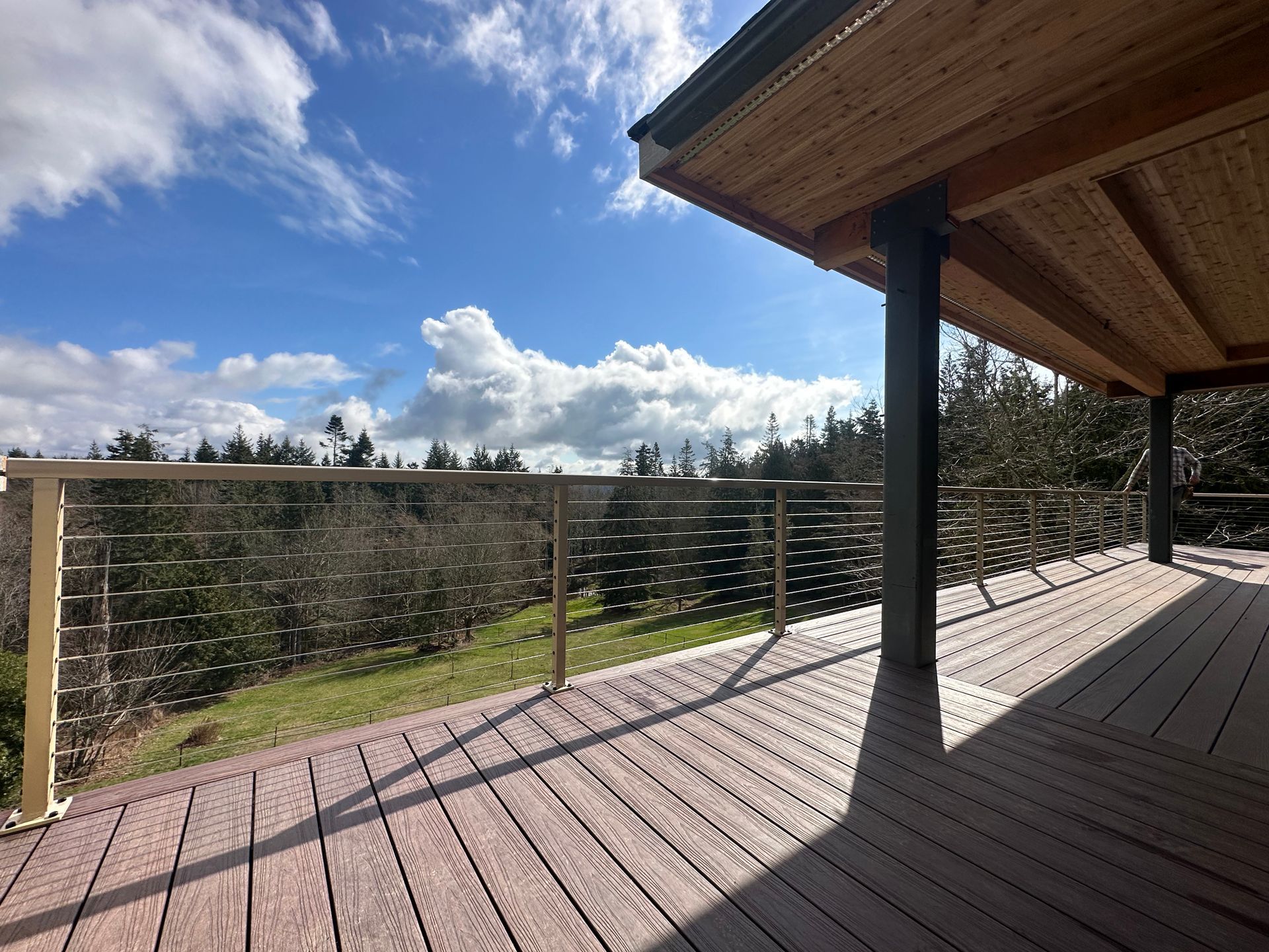Custom built beige cable railing