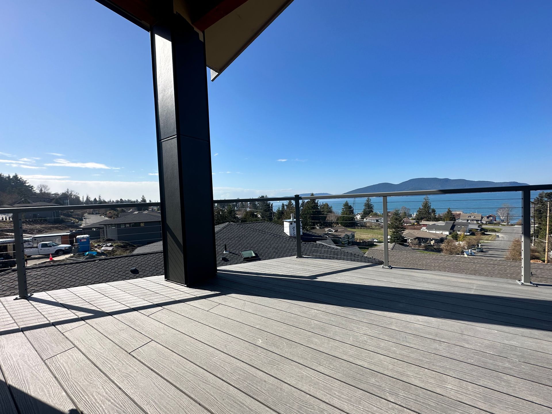 Custom built gray deck & railing