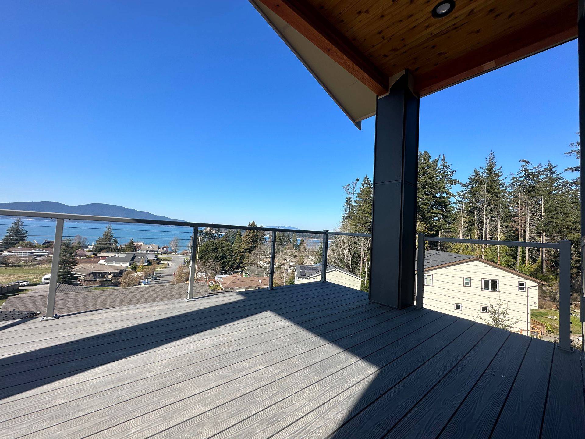 New custom built gray deck & railings