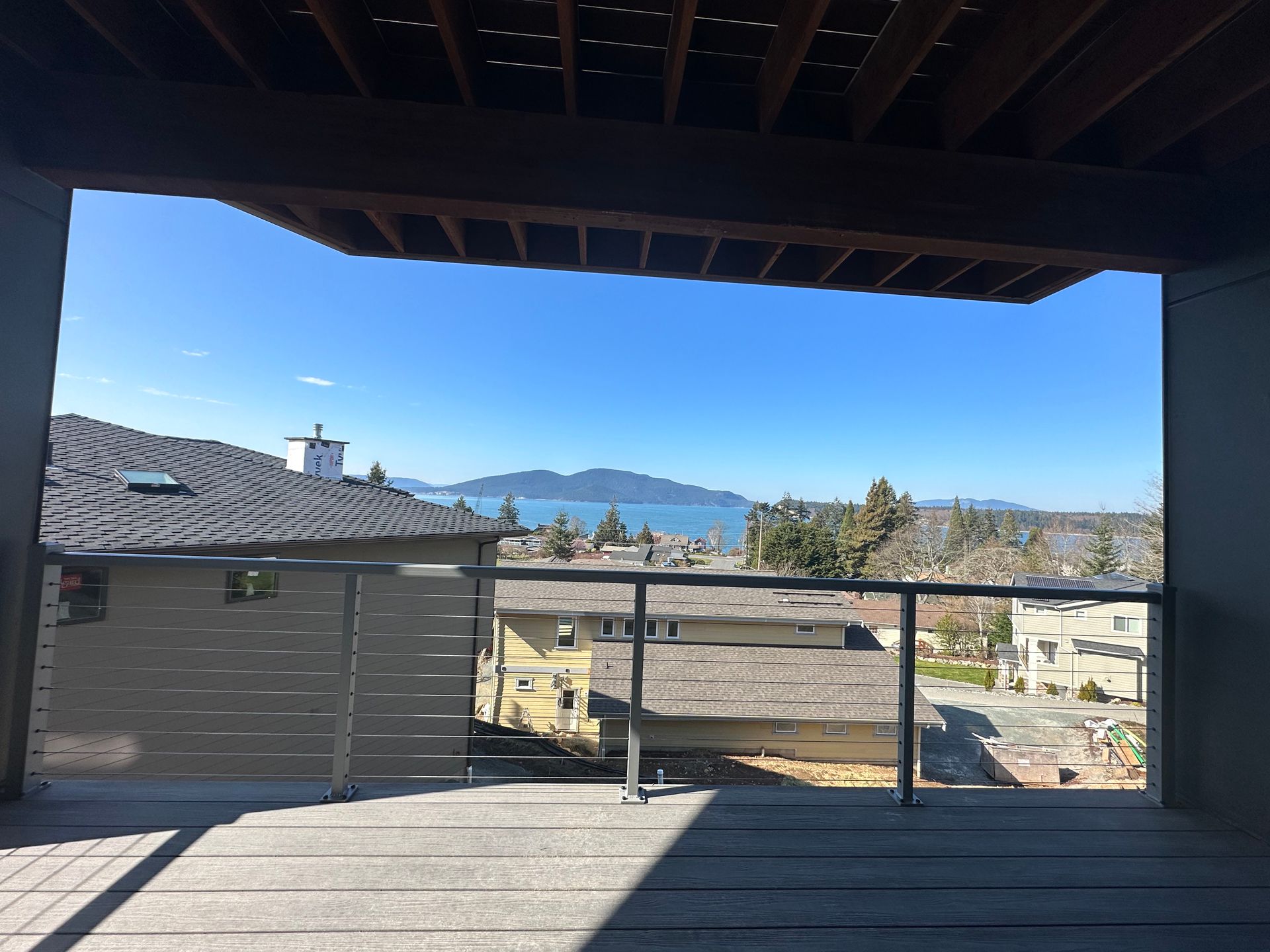 Newly installed gray deck & railing