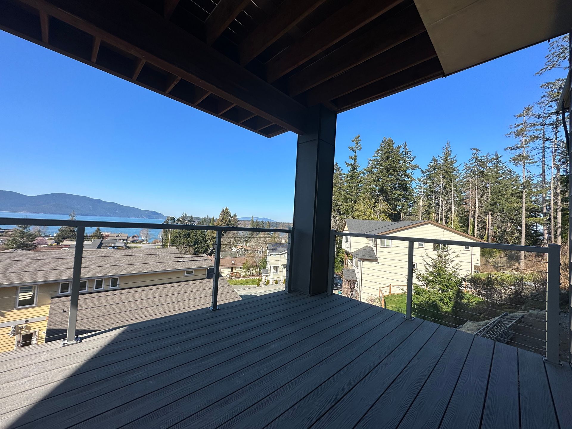 Newly installed gray deck & railings