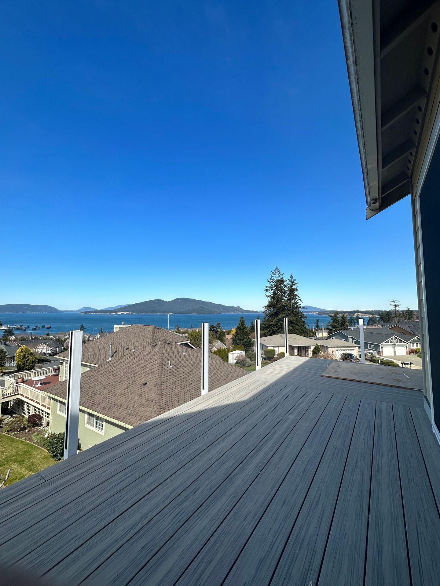 Glass railing installation in progress