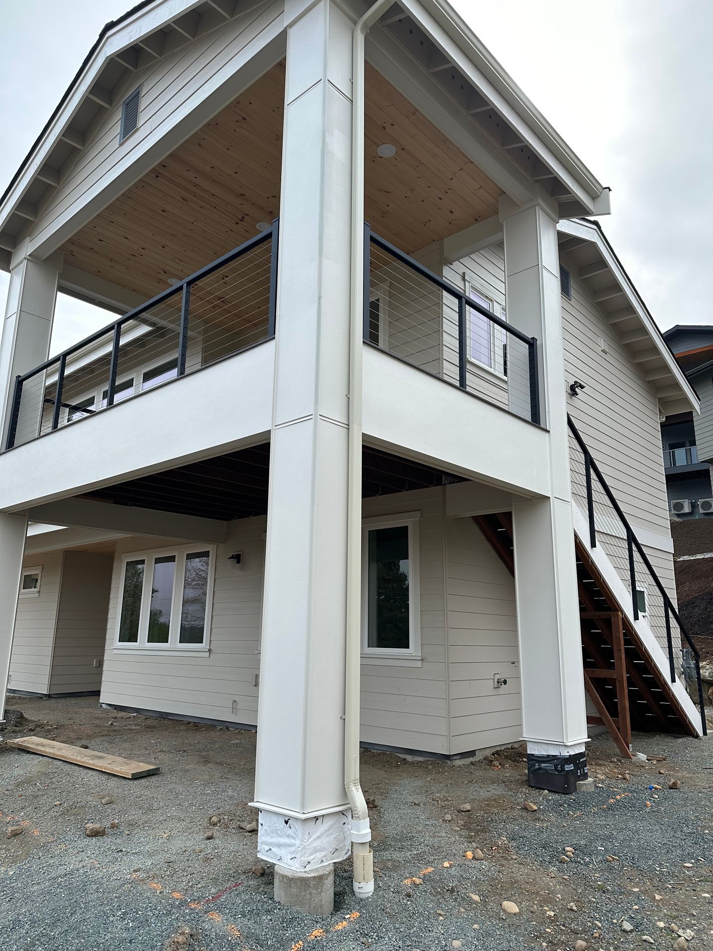 Black cable railing installed