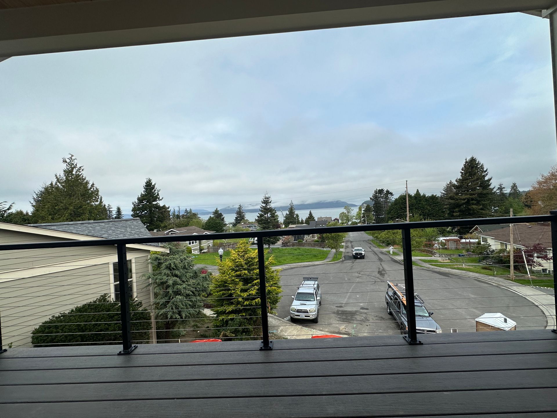 Custom-built black cable railing