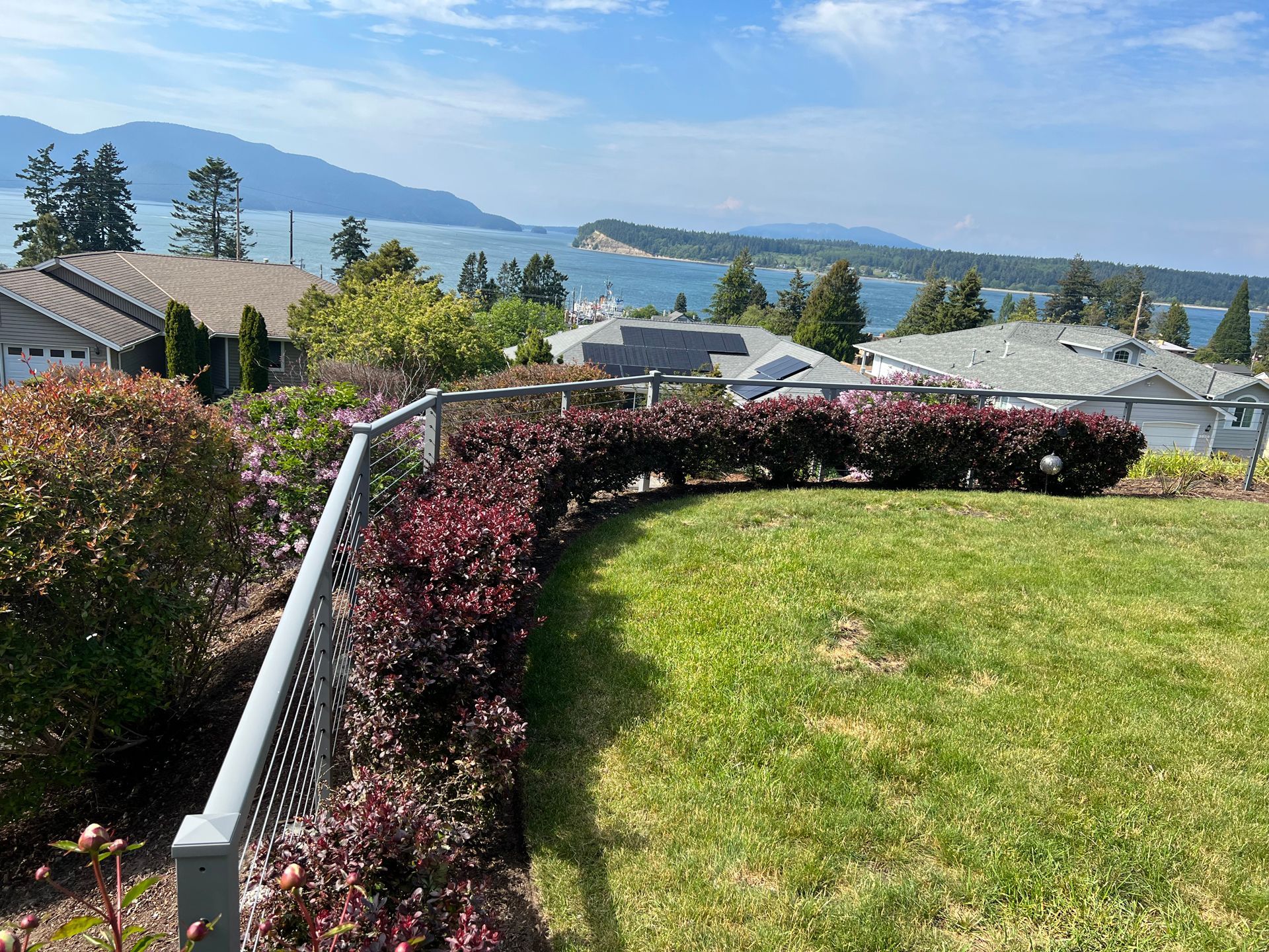 Gray metal cable railing