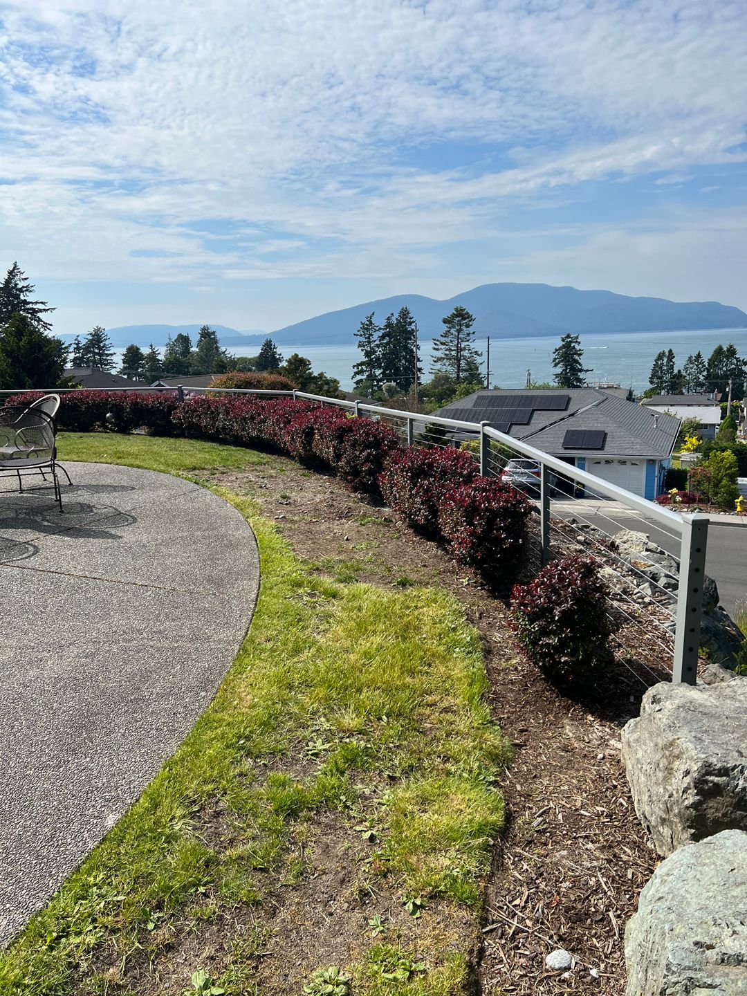 Gray metal cable railings