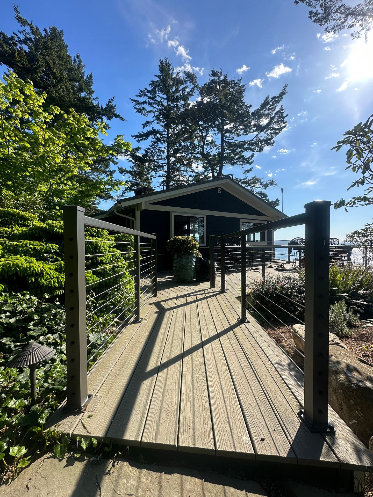 Gray deck and gray railing installed