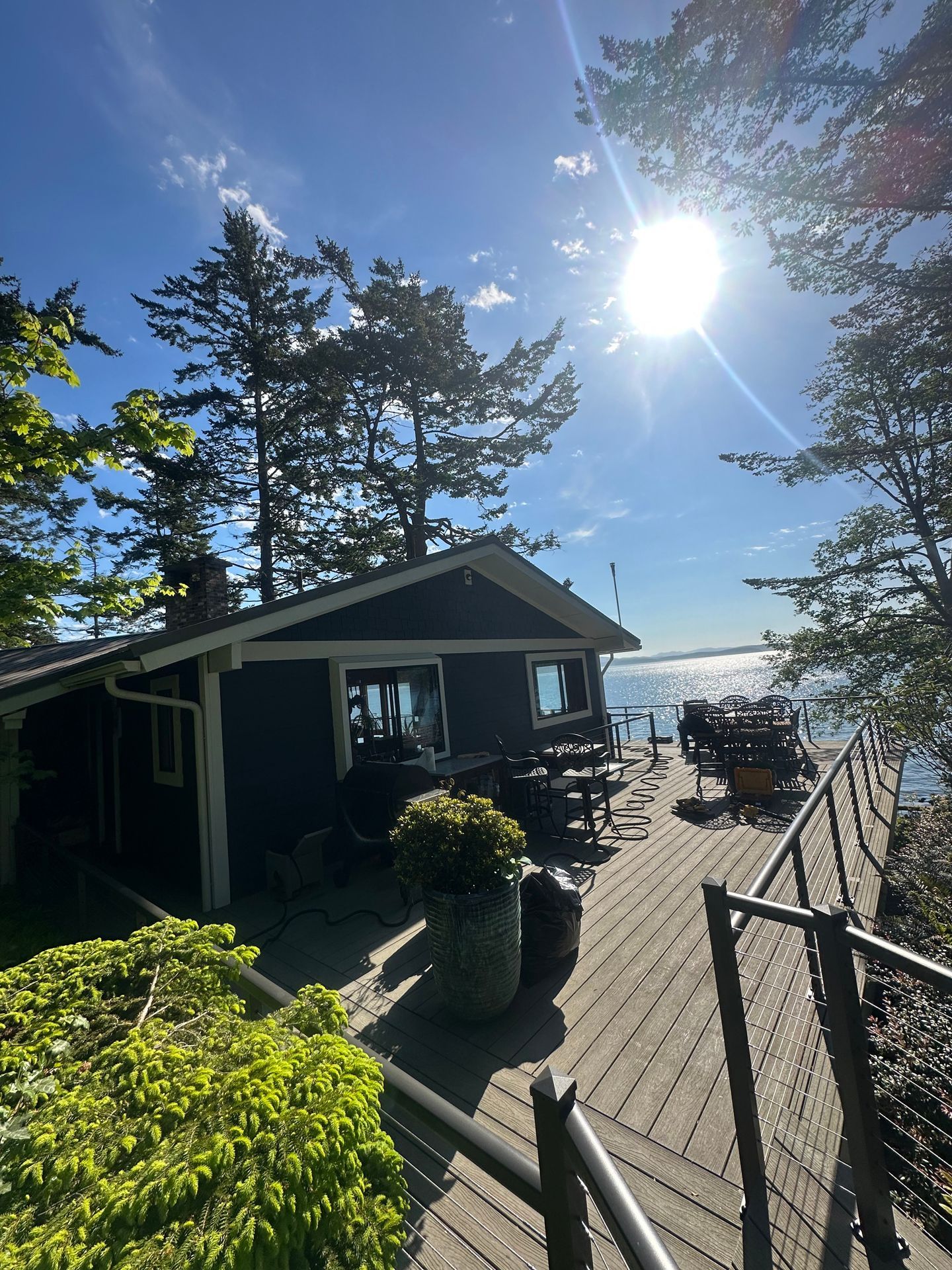 New gray deck & gray railing installed