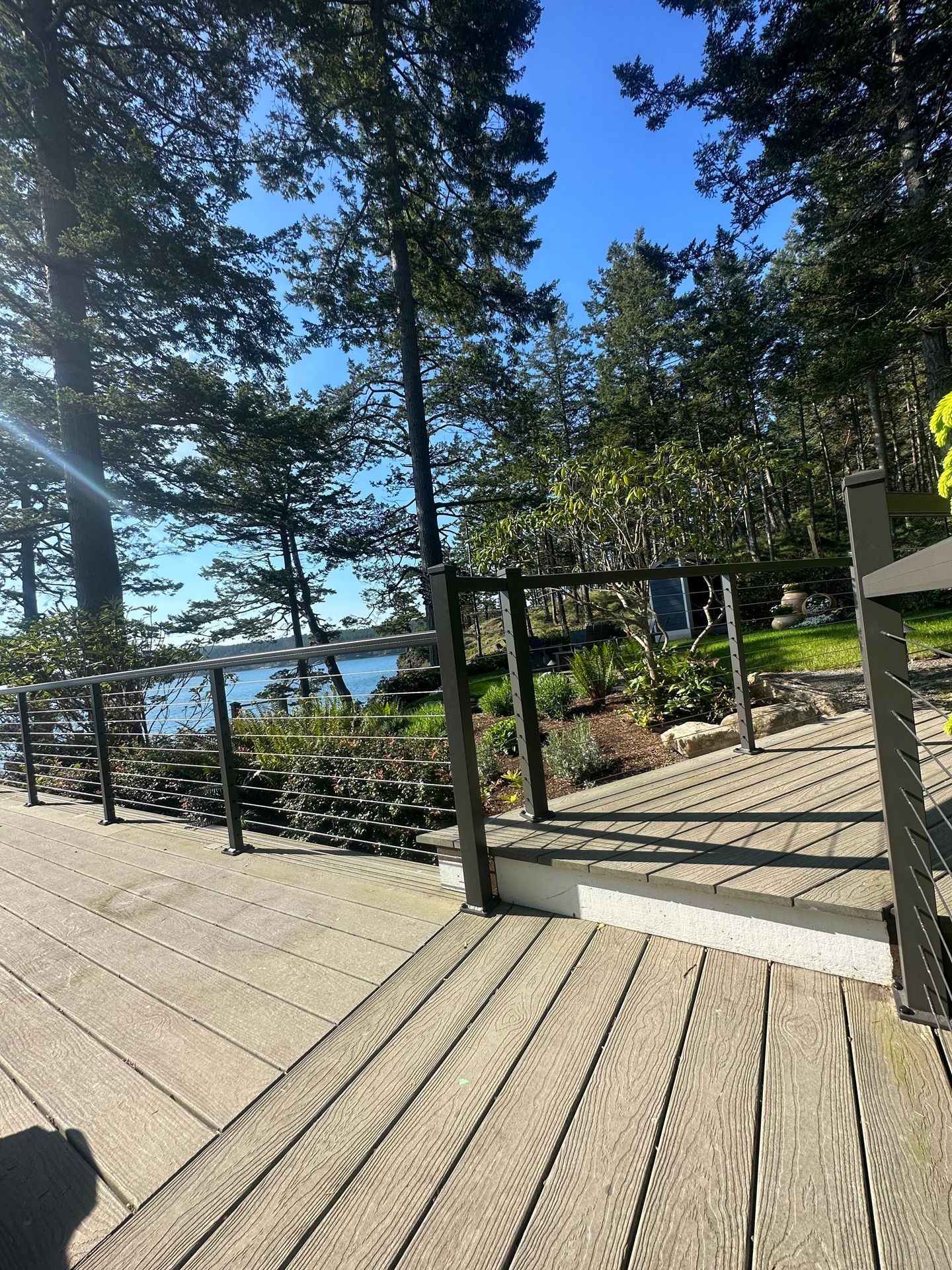 New gray deck & gray railings installed