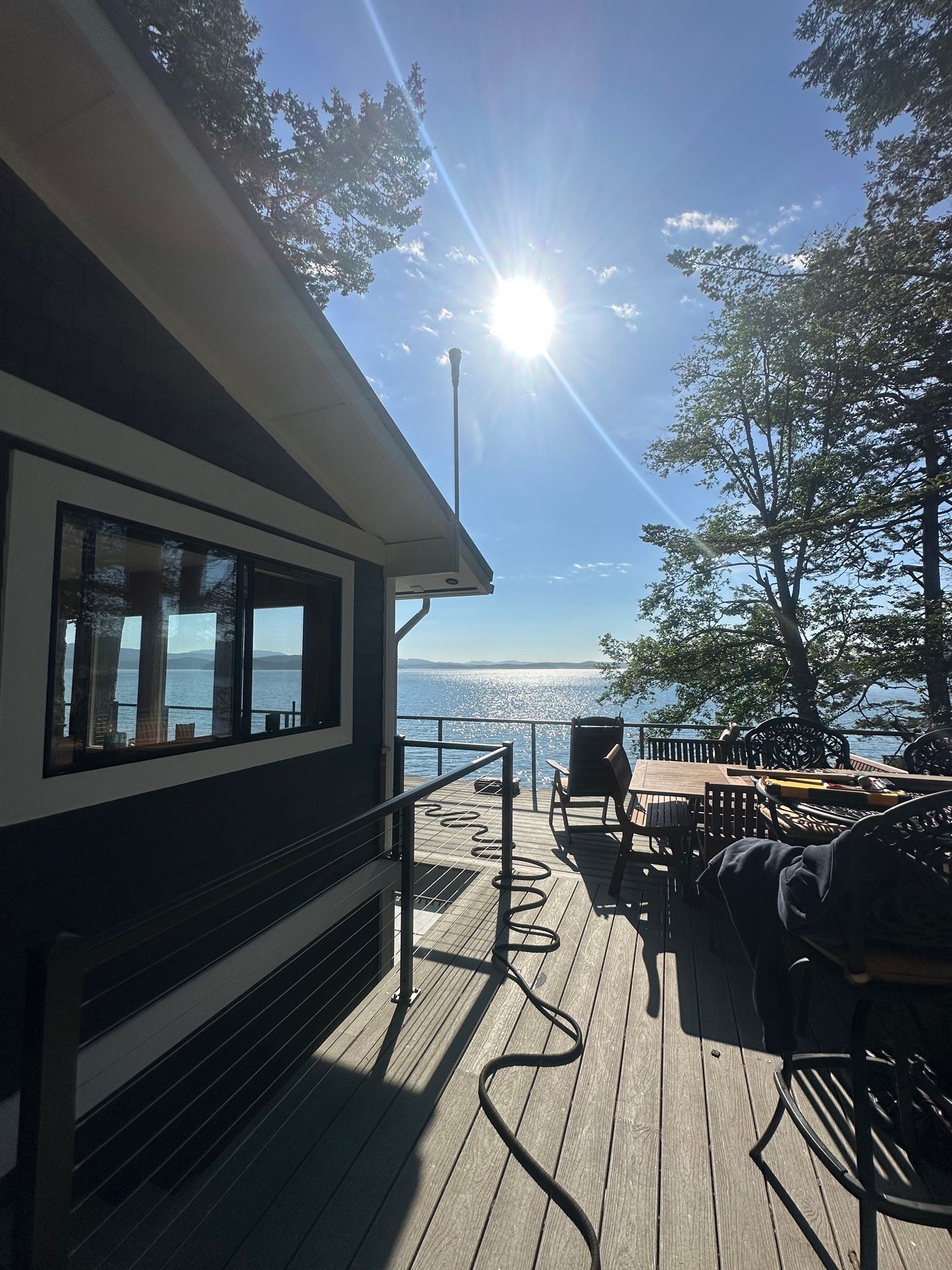 Walkway with gray railing