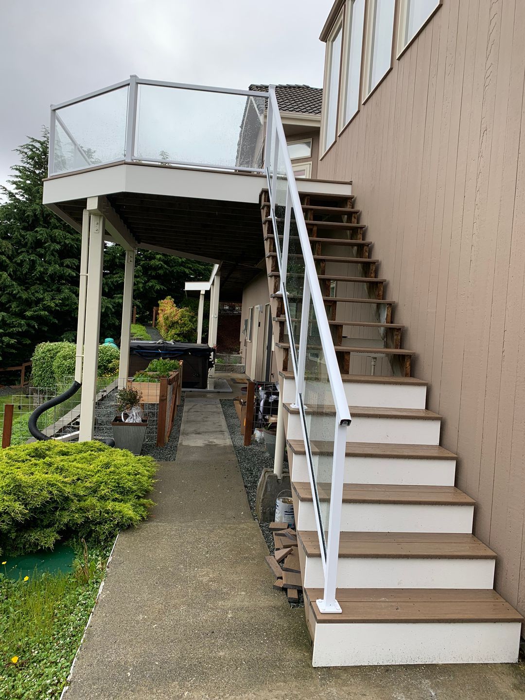 White glass staircase railing