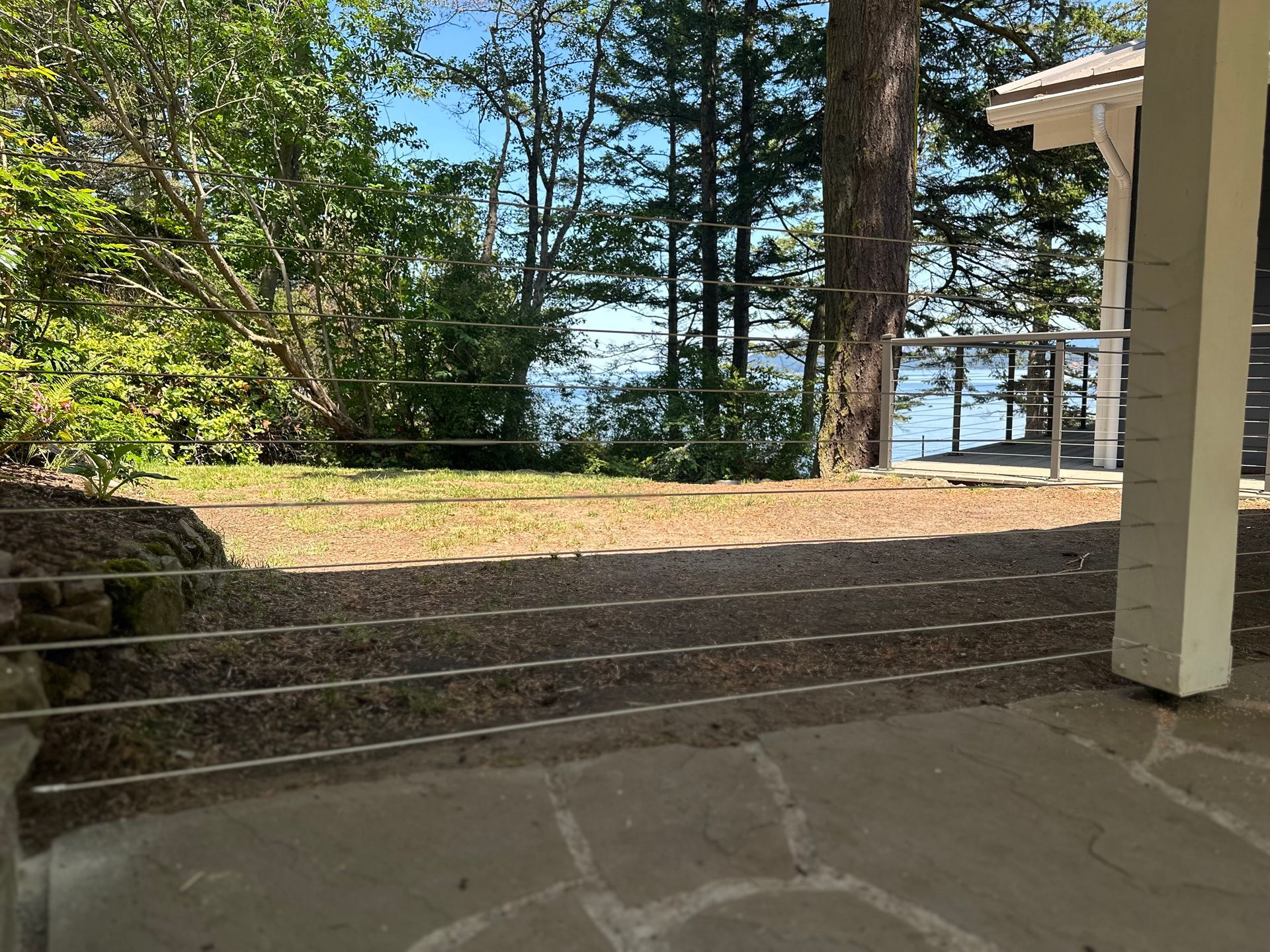 White cable railing closeup shot