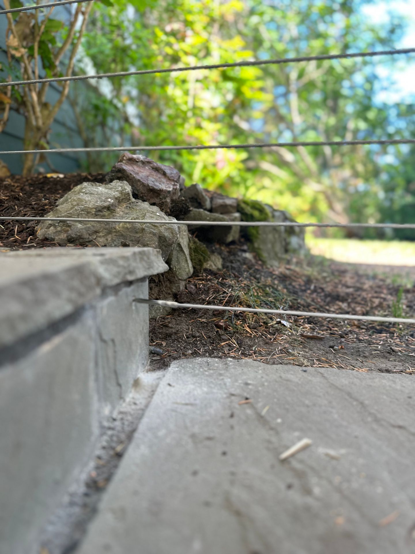 White cable railing closeup shots