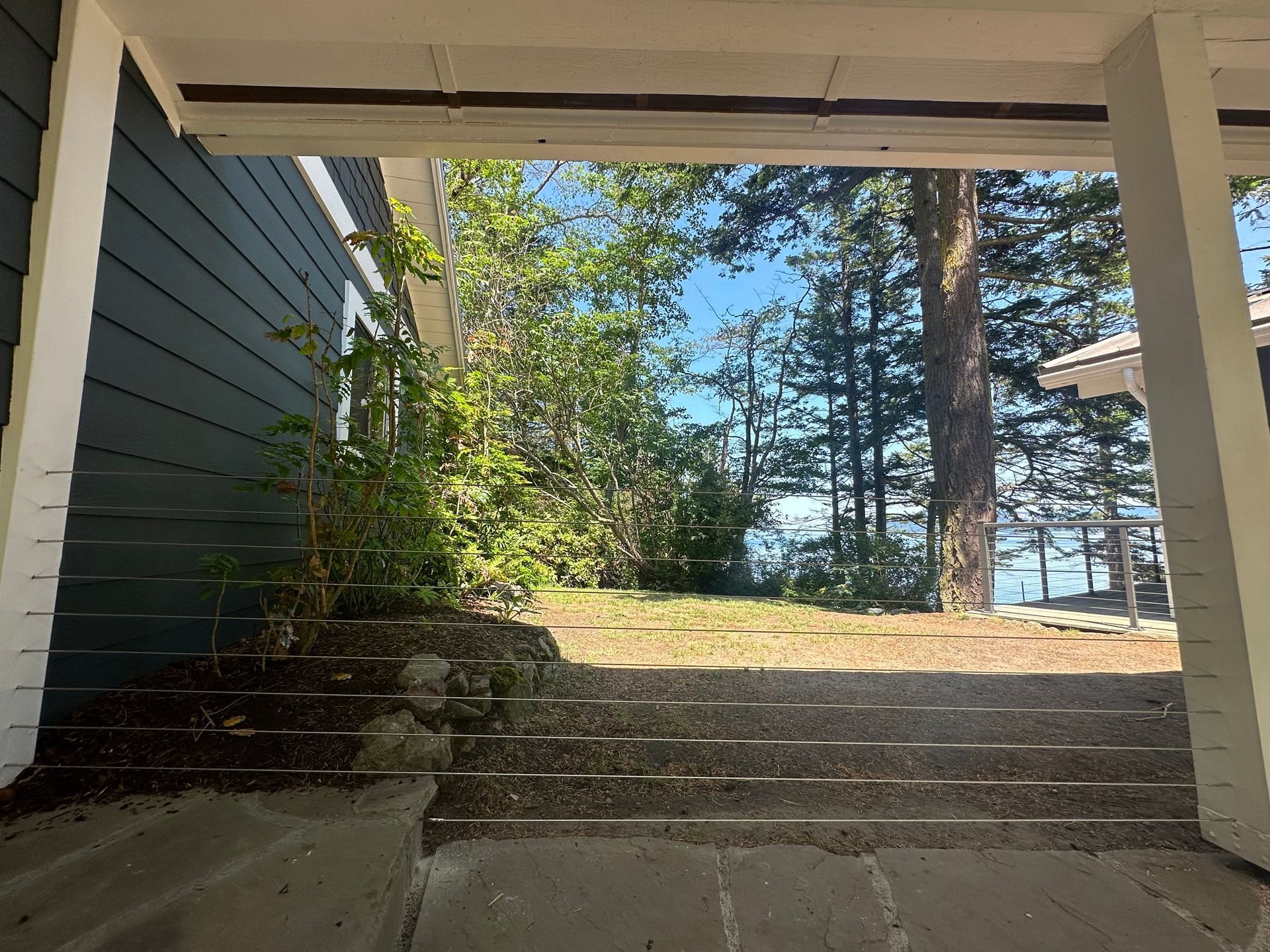 White cable railing system built