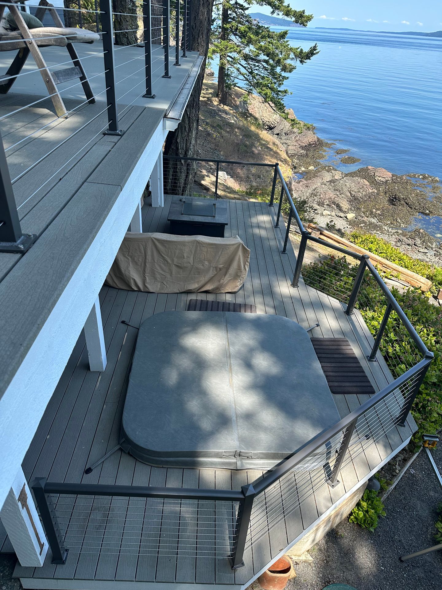New deck installed and gray railing