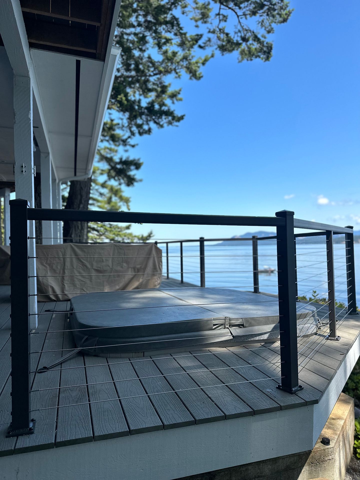 New deck installed and gray railing systems