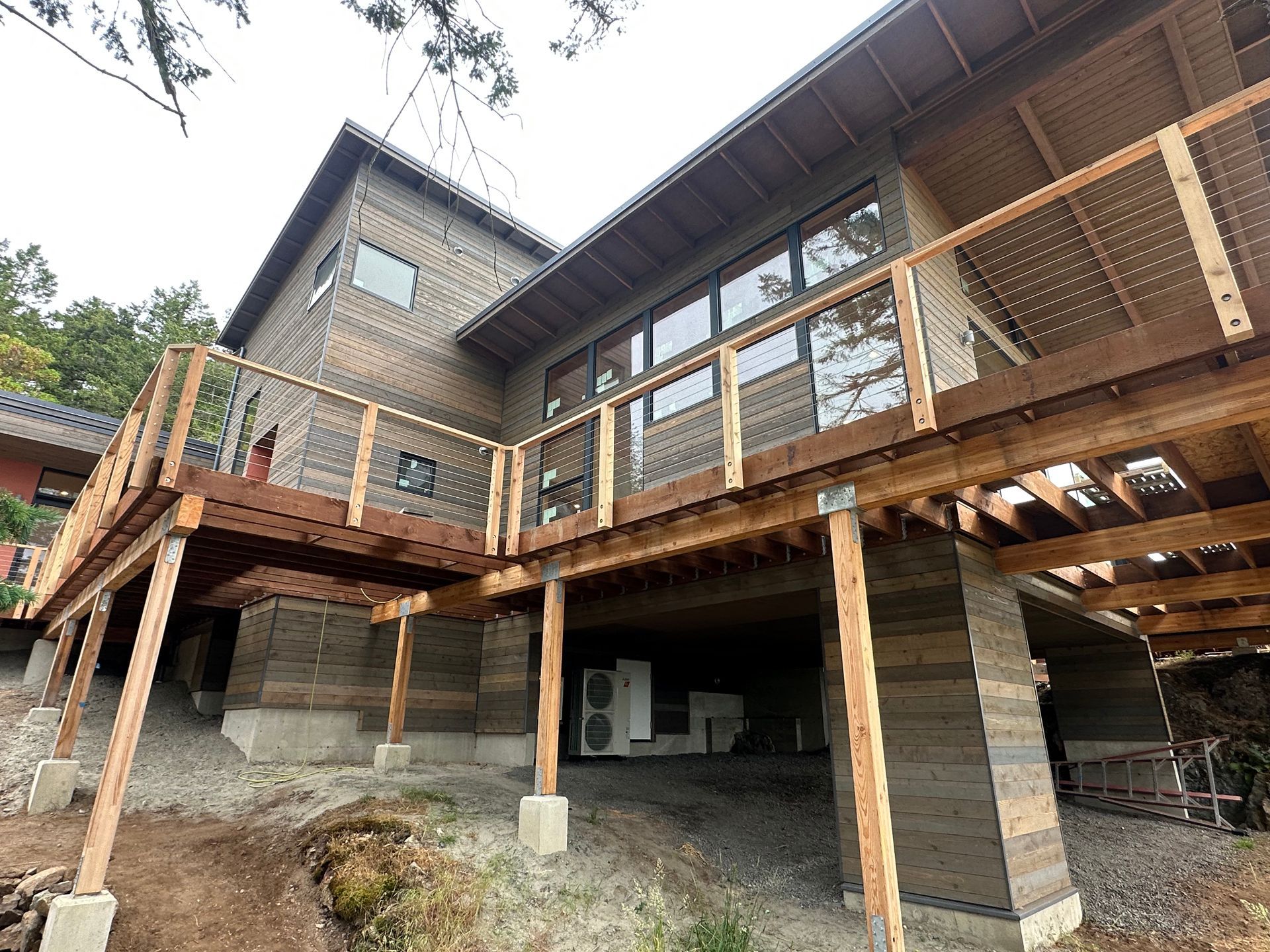 Custom cable railing system installations in progress