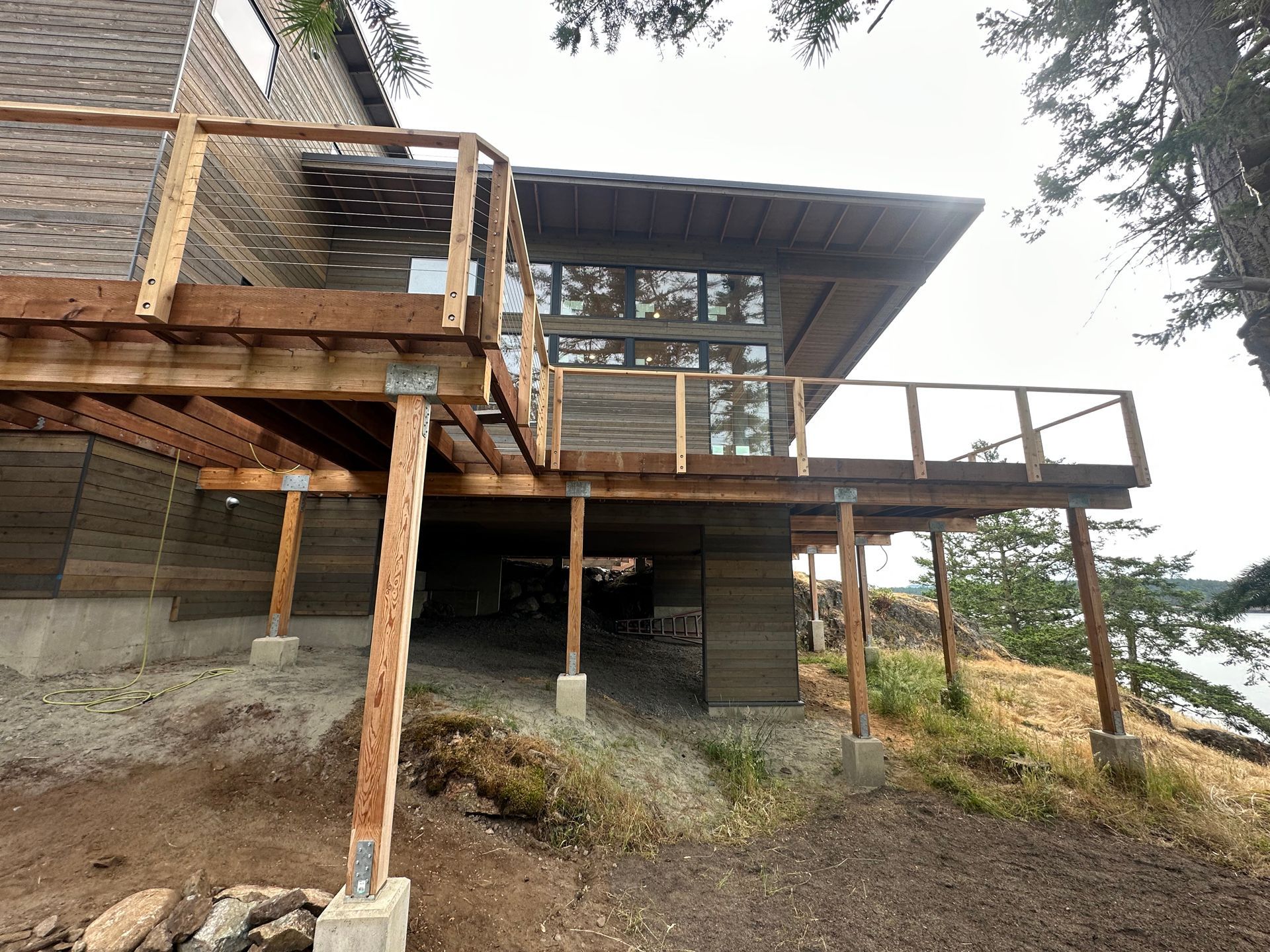 Custom railing system installations in progress