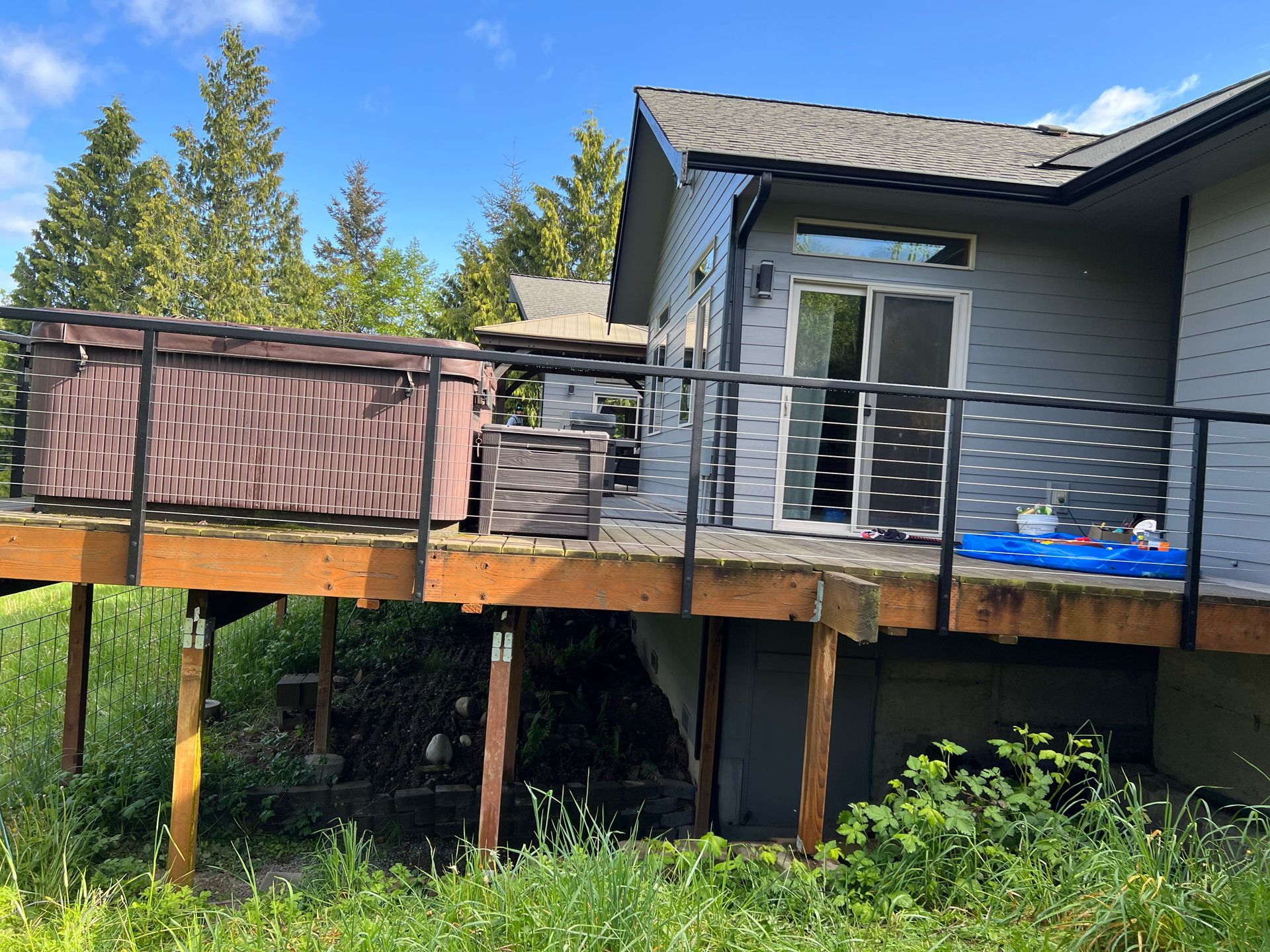 Black metal railings