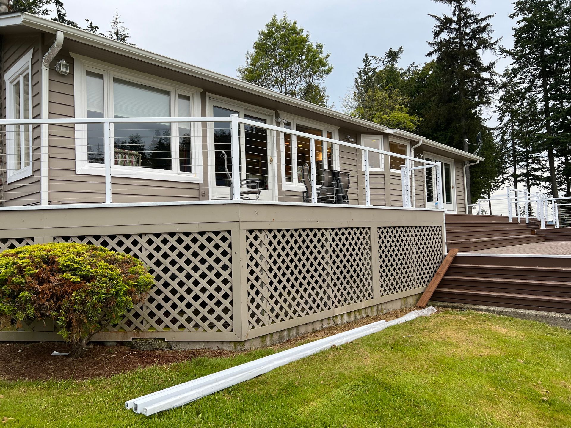 White deck railings