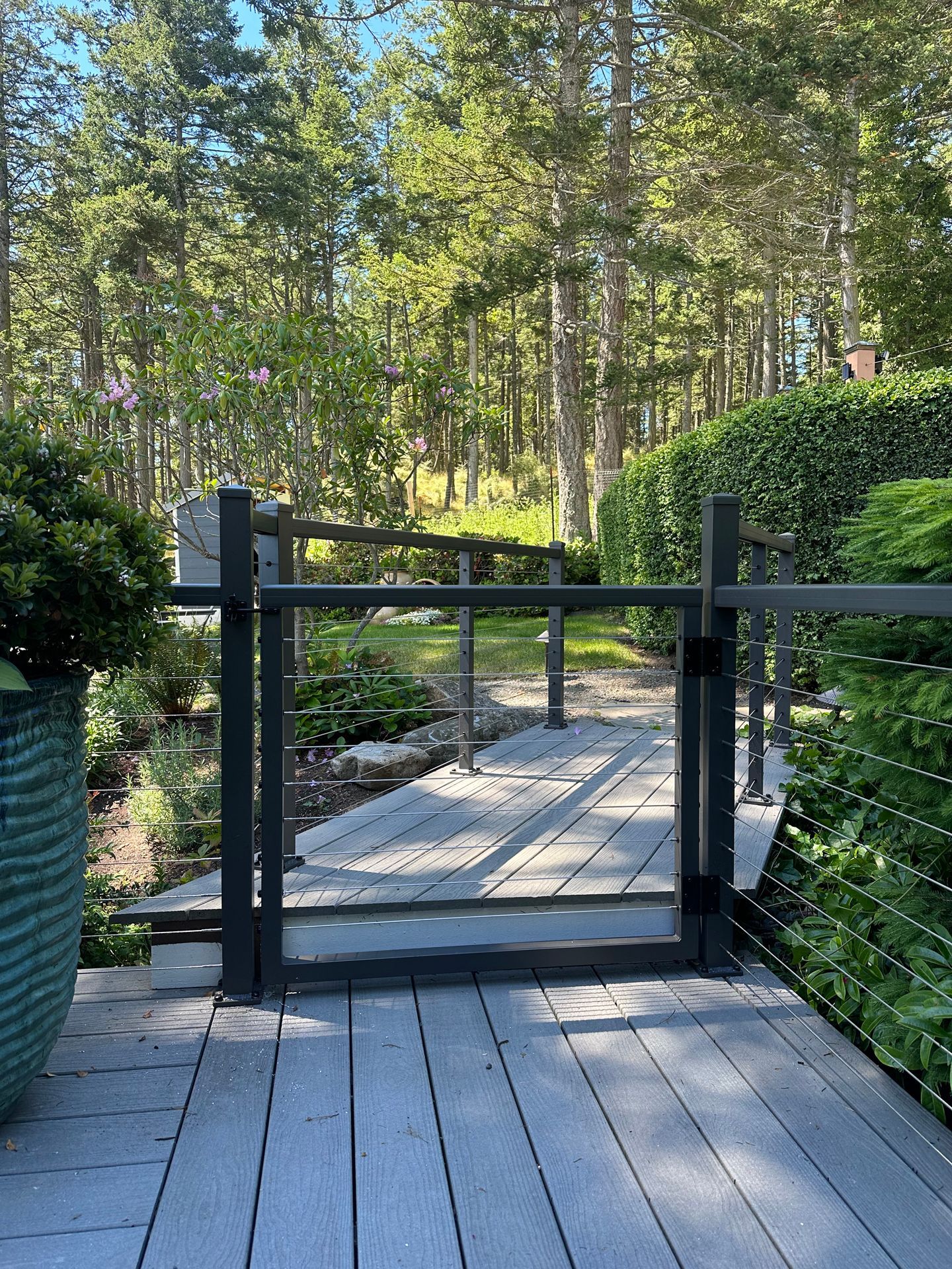 Brand new gray railing installed