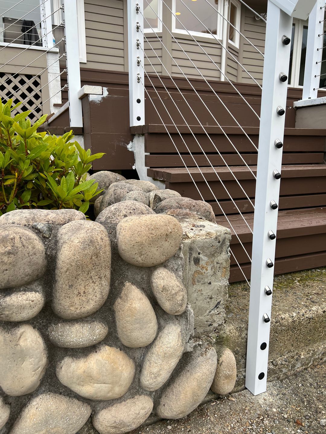 White deck stair railing