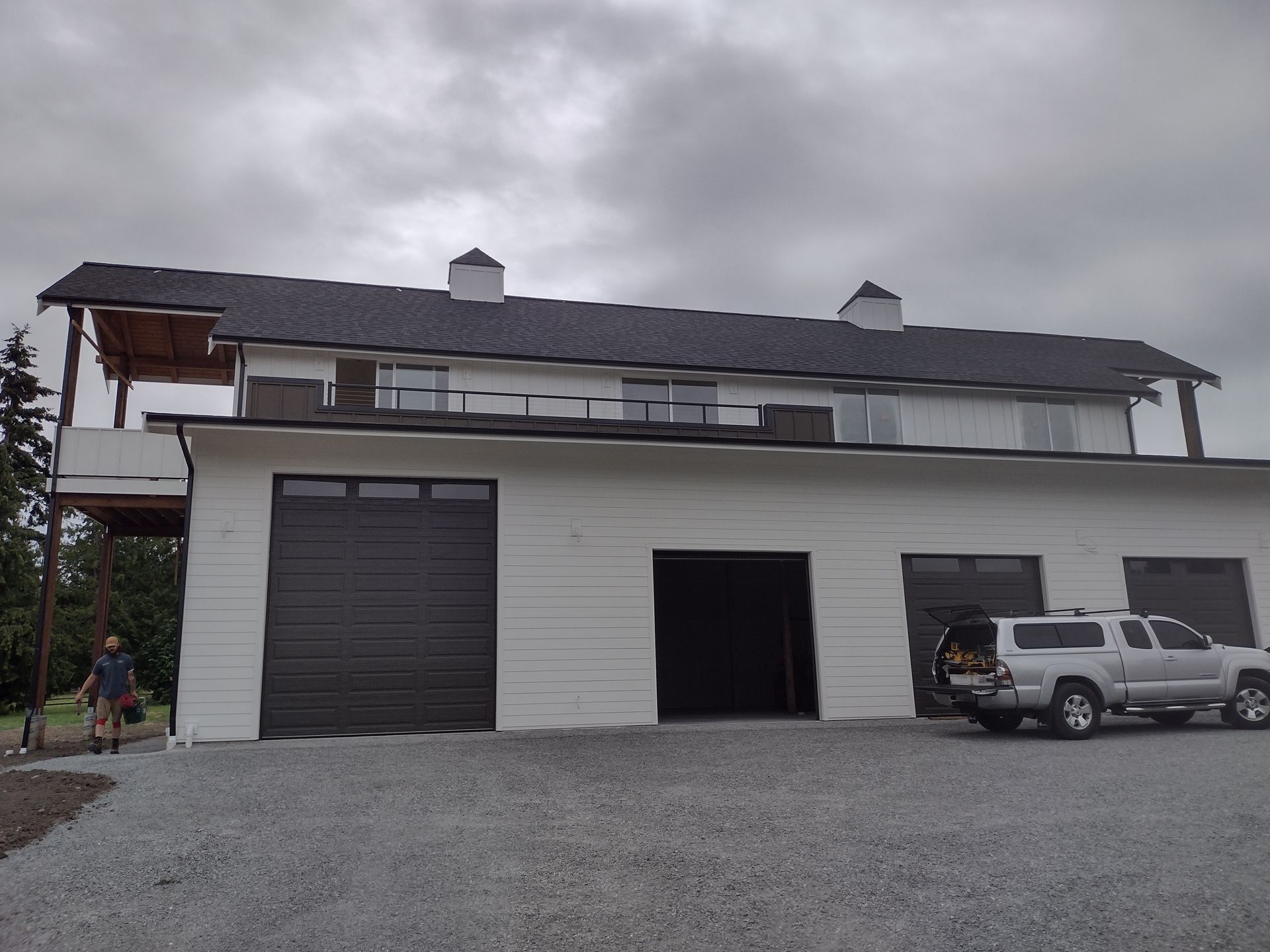 White and gray railing