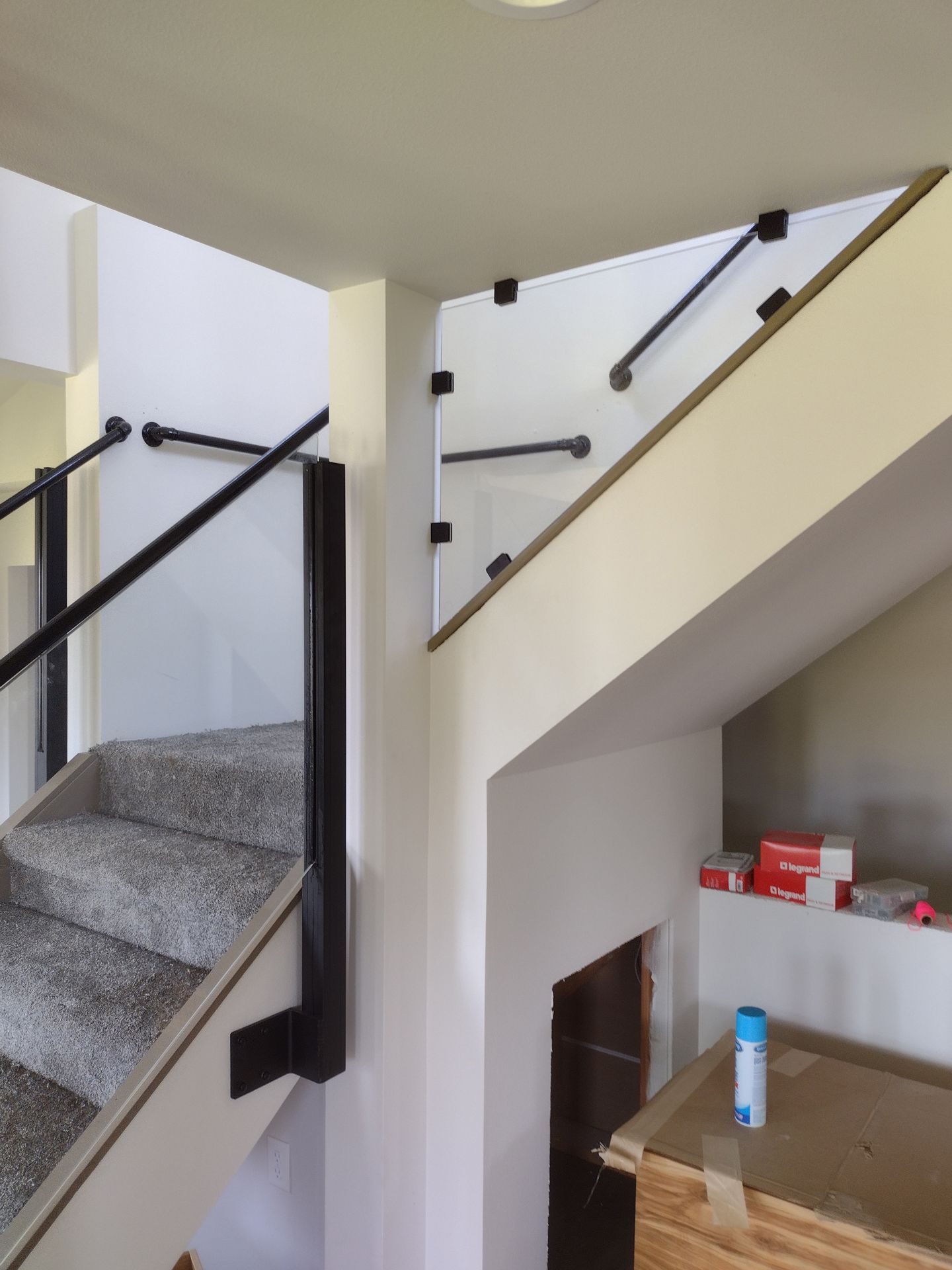 White and gray glass railing systems