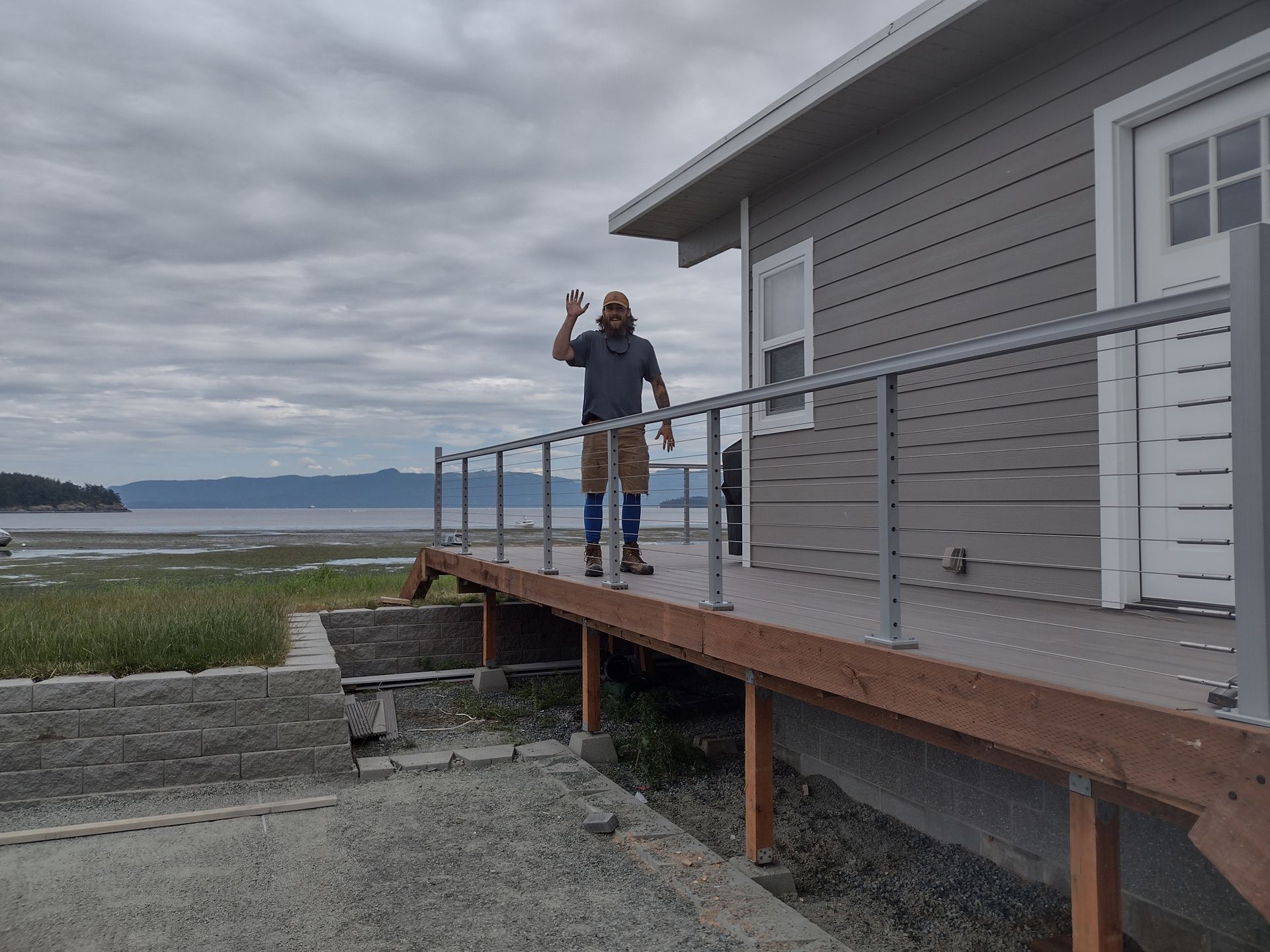 Gray stainless-steel railing system