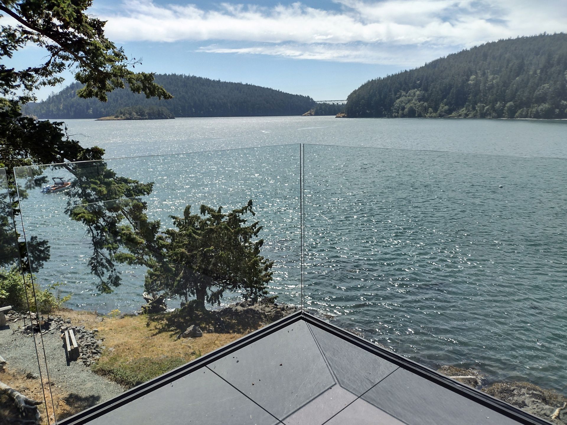 Custom glass railing structure