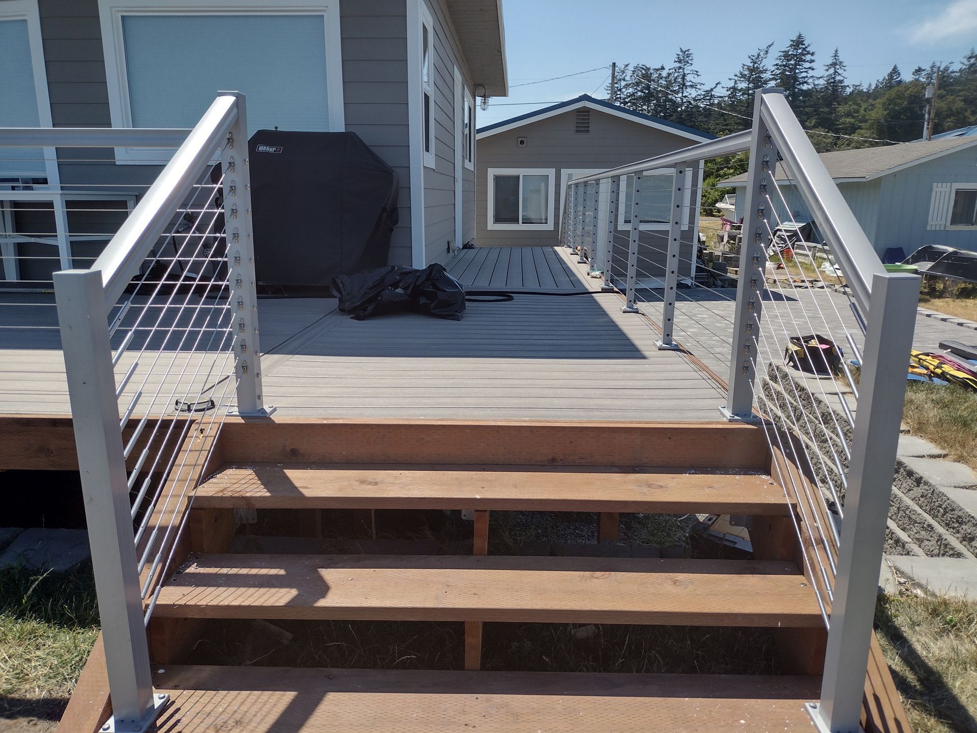 White stainless-steel railing structure