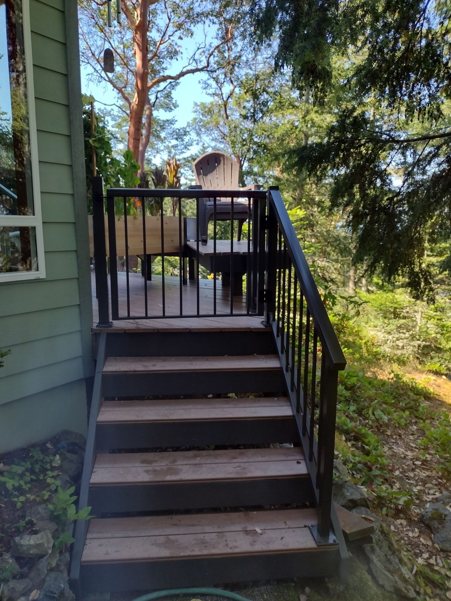 Black stainless-steel stair railing