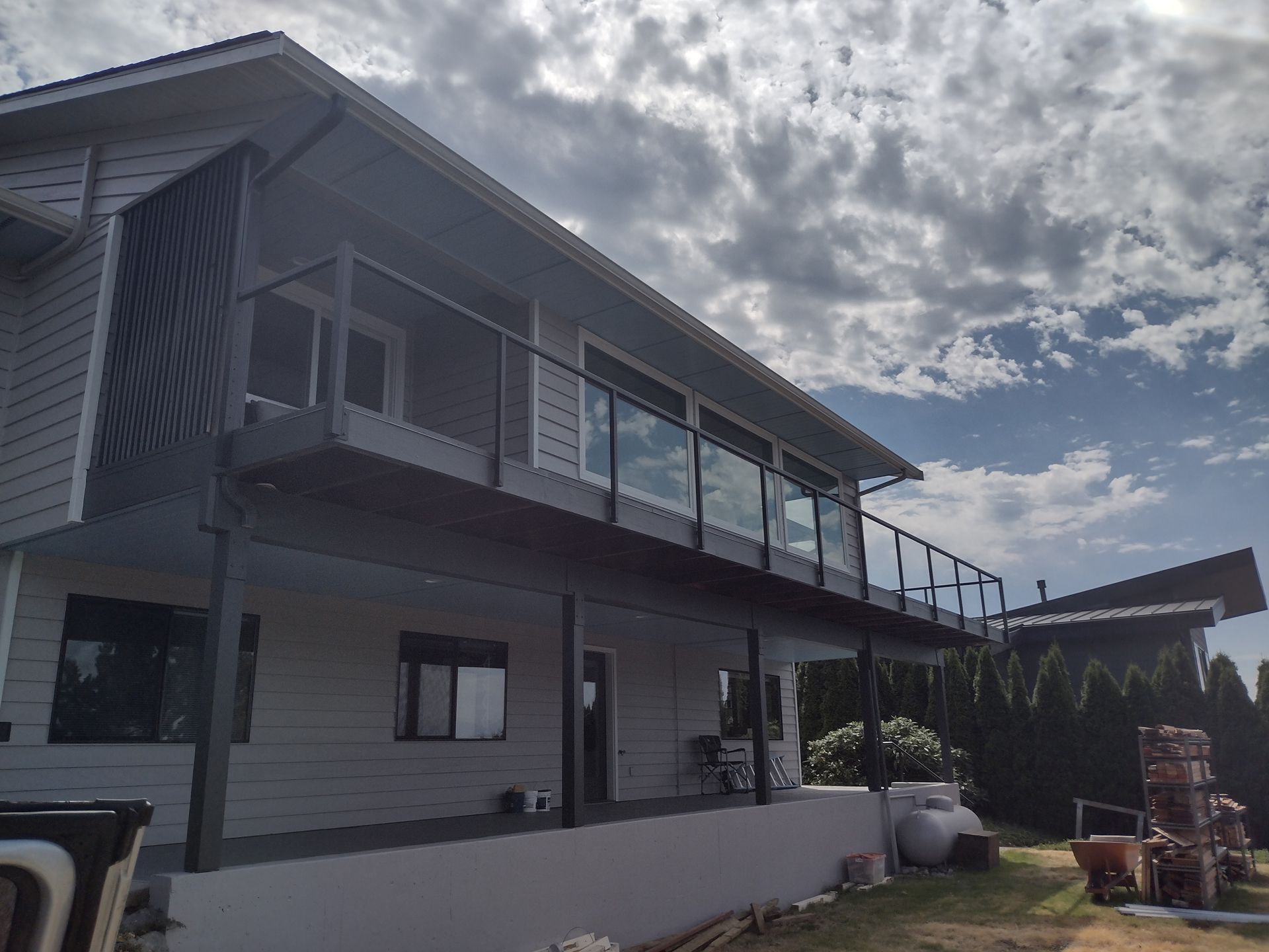 Black stainless-steel glass panel railing