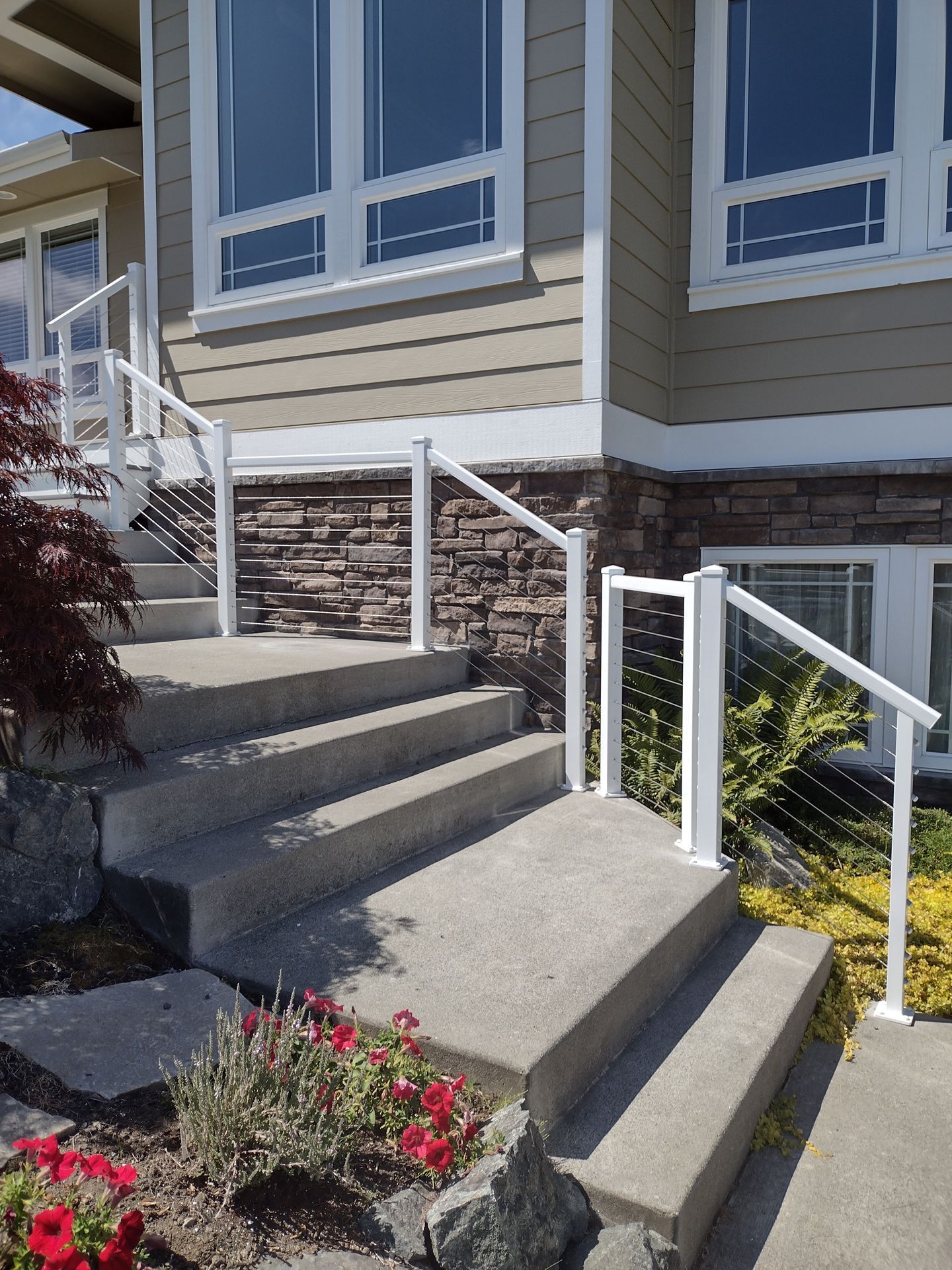 White stainless-steel railing