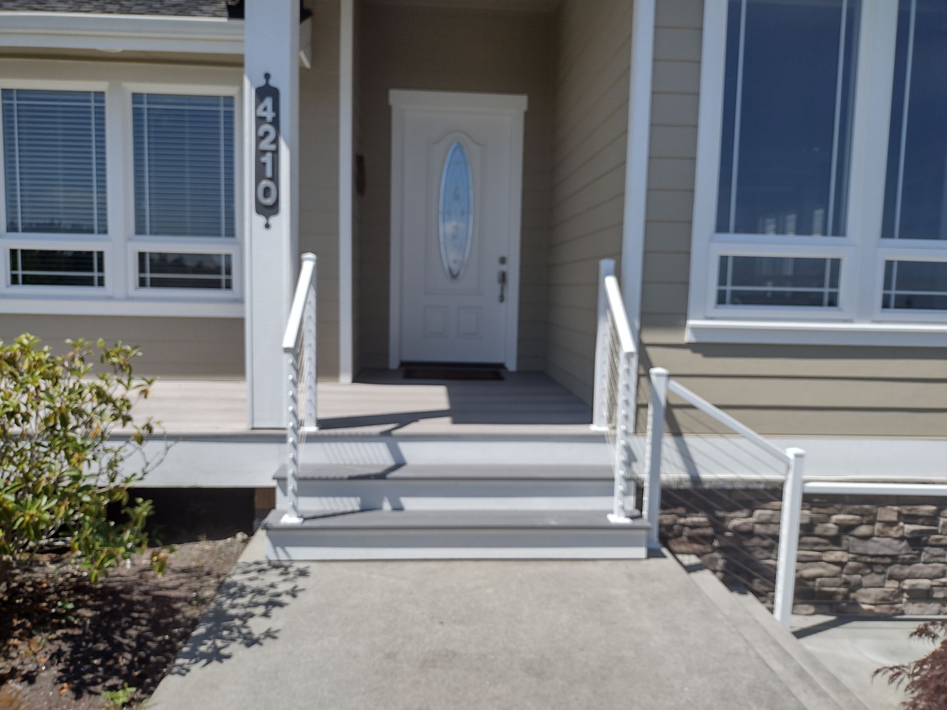 White stainless-steel railings