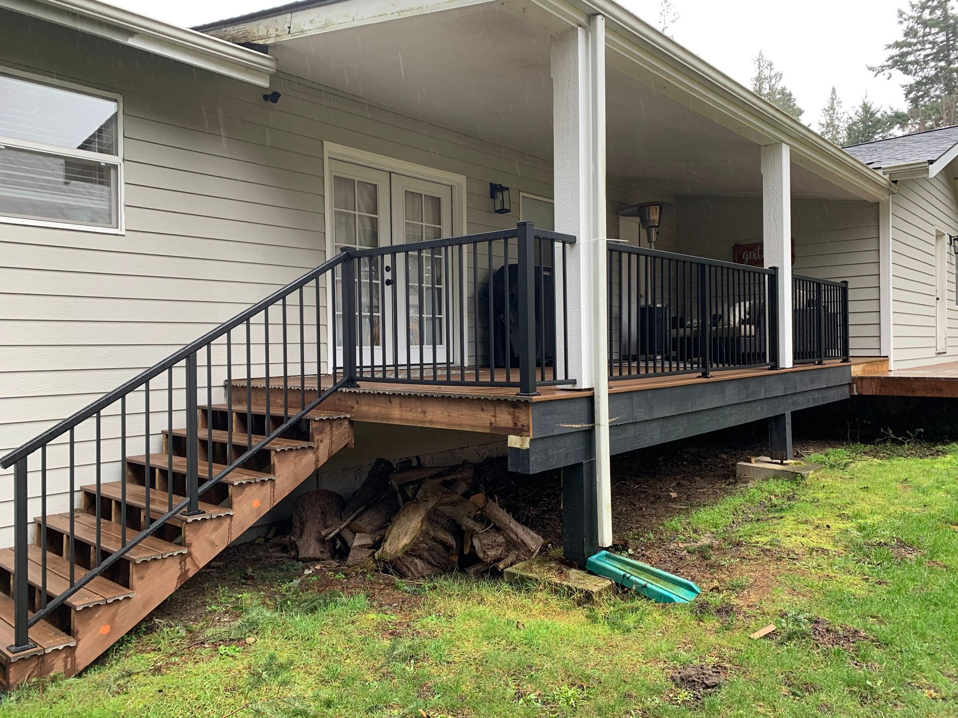 Custom-built deck floors and railing