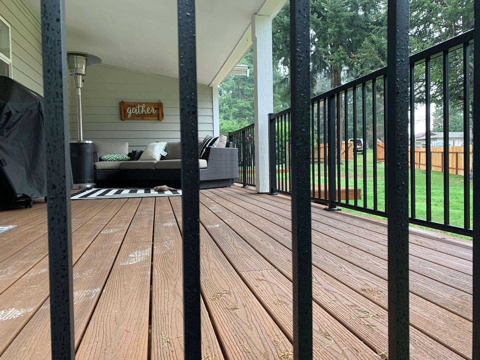 Custom-built deck floors and railings