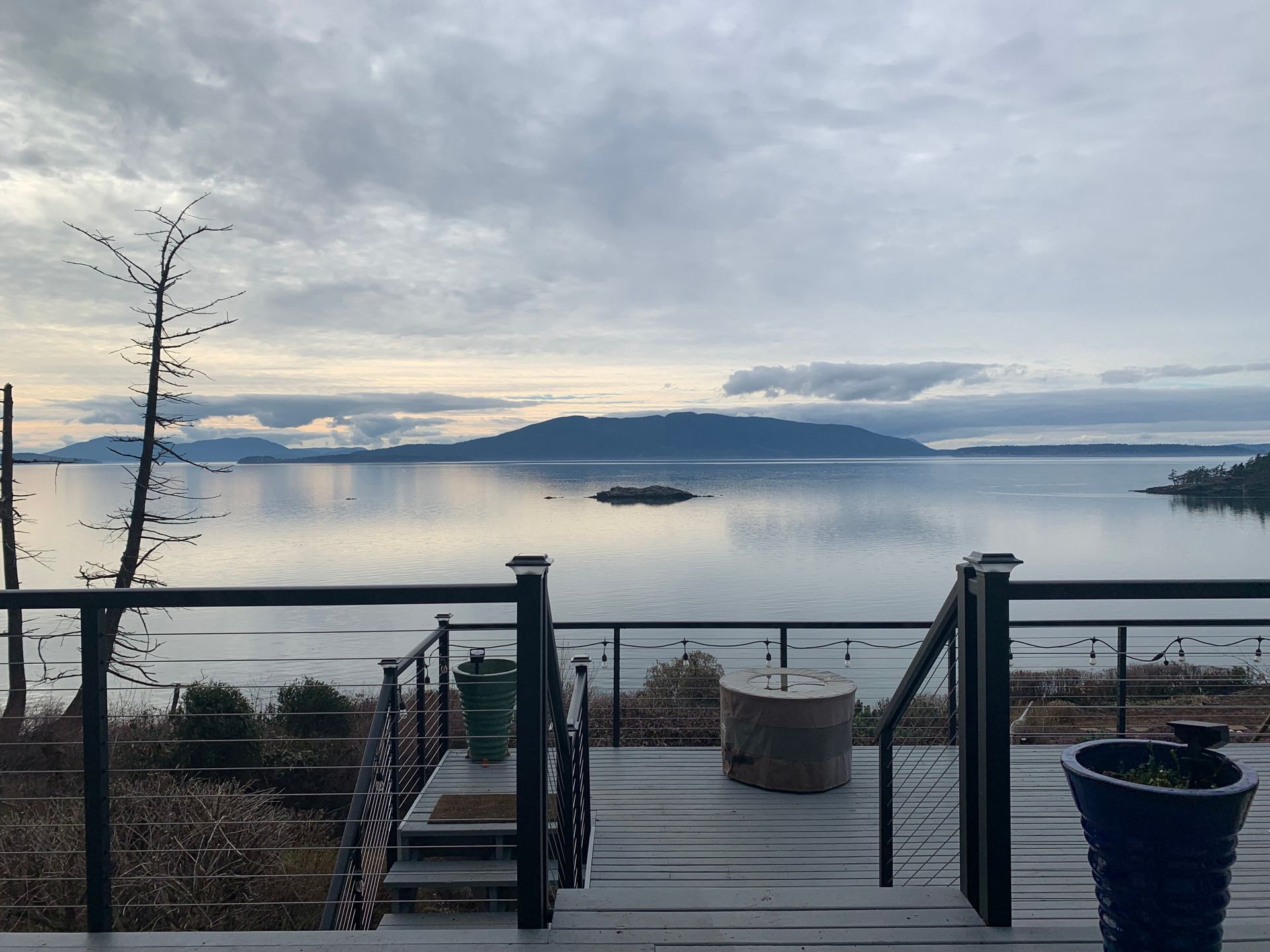 Custom wood steps and cable railing
