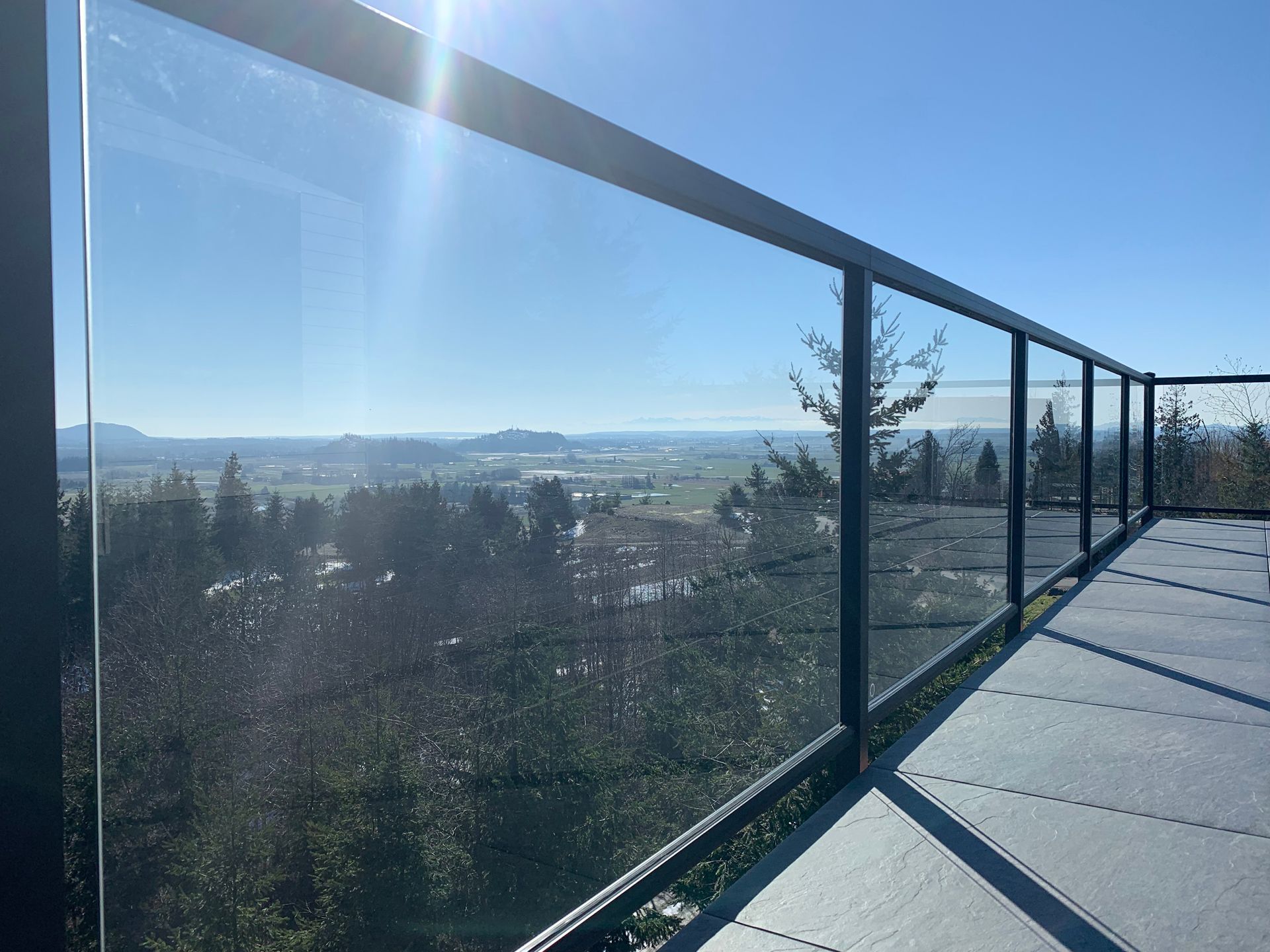 Modern black stainless-steel glass railing