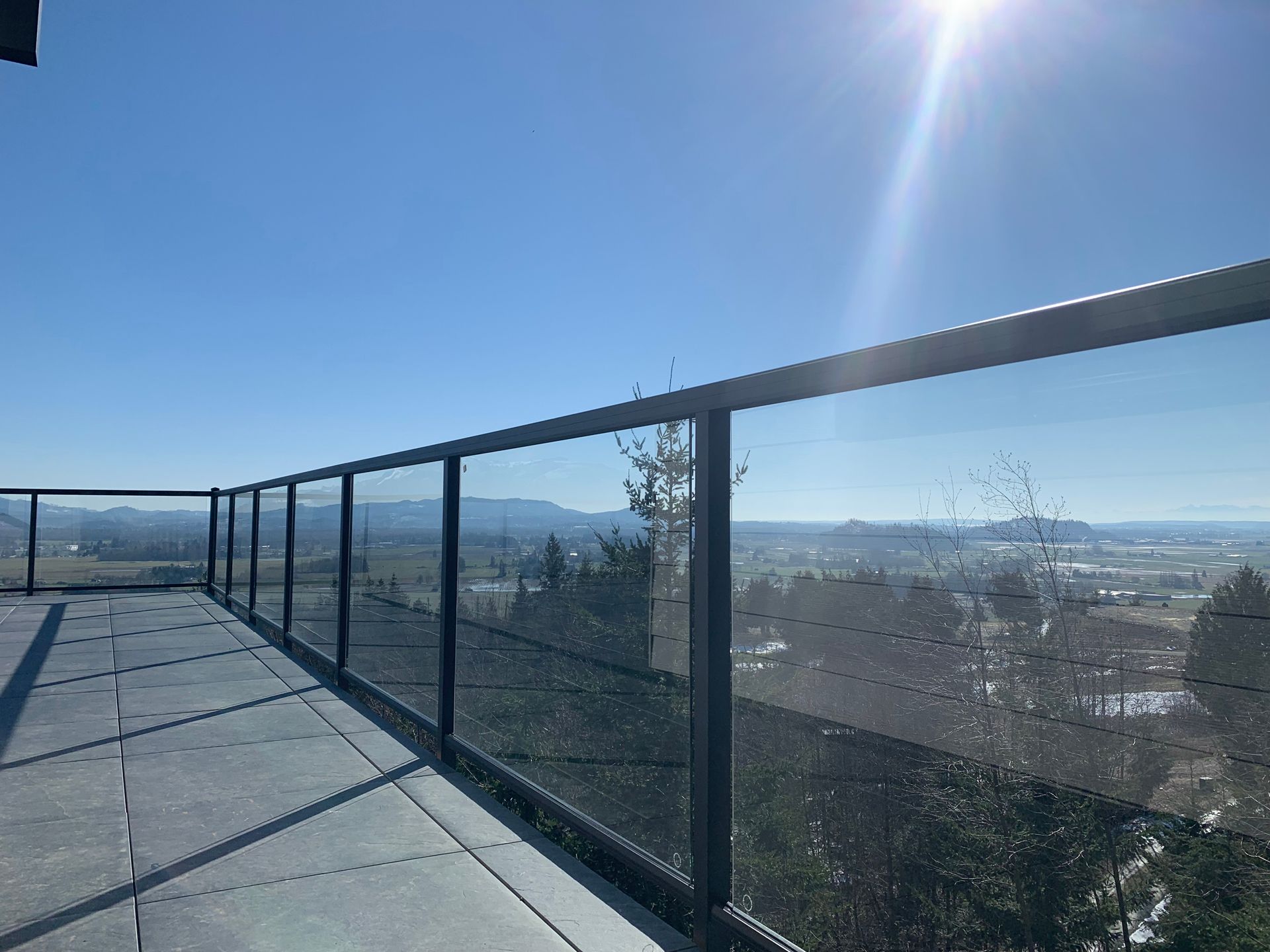 Modern black stainless-steel glass railings