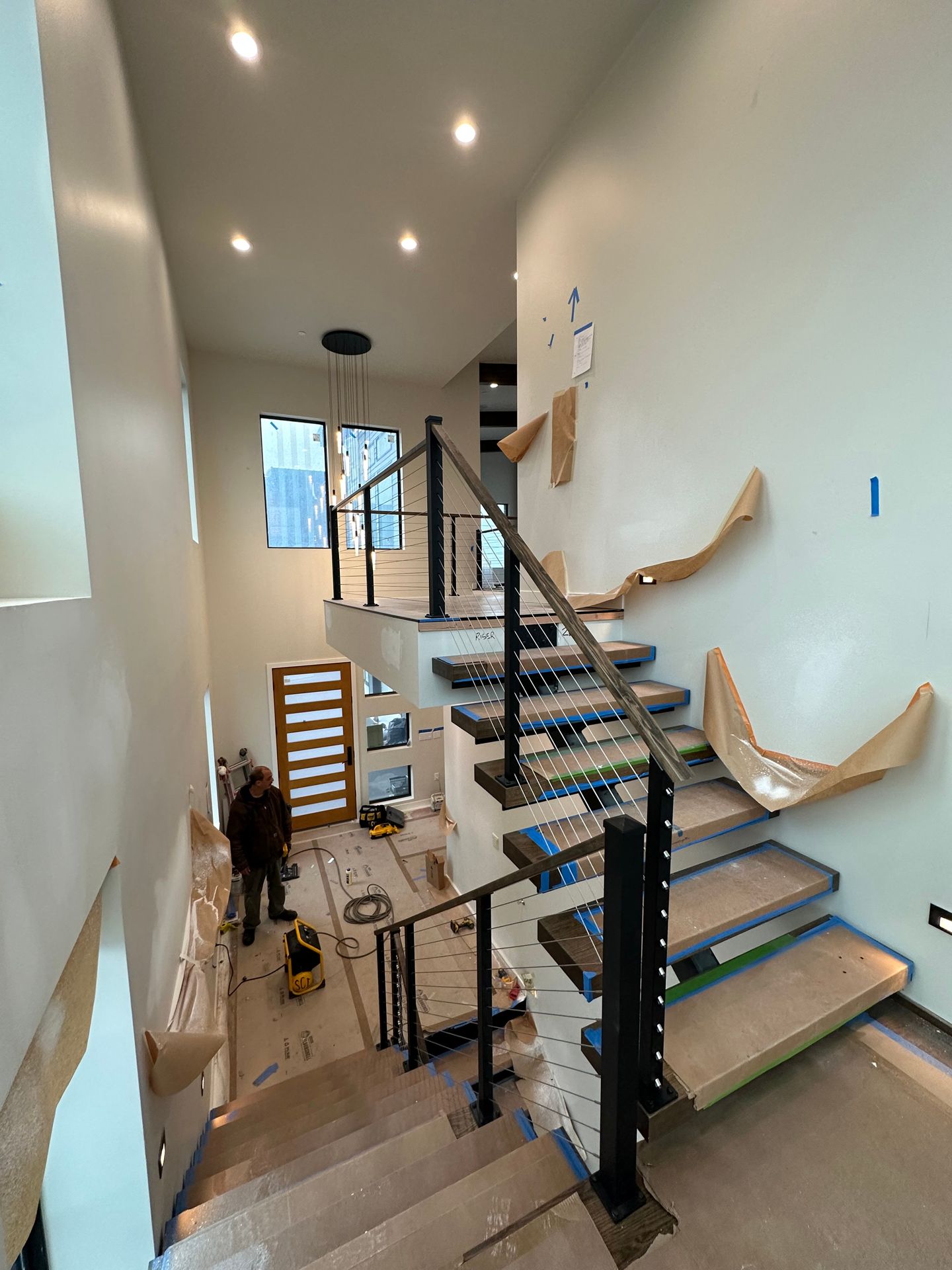 Building in progress stainless-steel stair railing